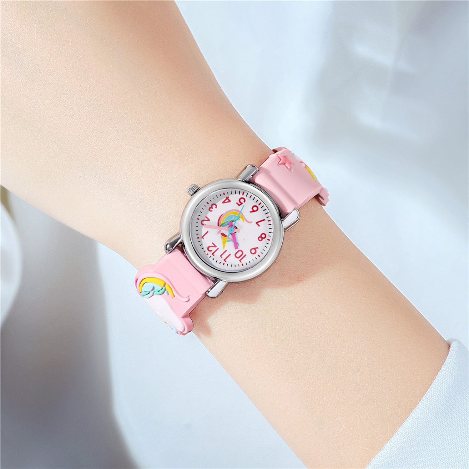 KARMA Quarzuhr Kinderuhr Einhorn rosa od. blau, (Kunststoffuhr, Mädchenarmbanduhr Einhornuhr), Mädchen Uhr Kinderuhr modern