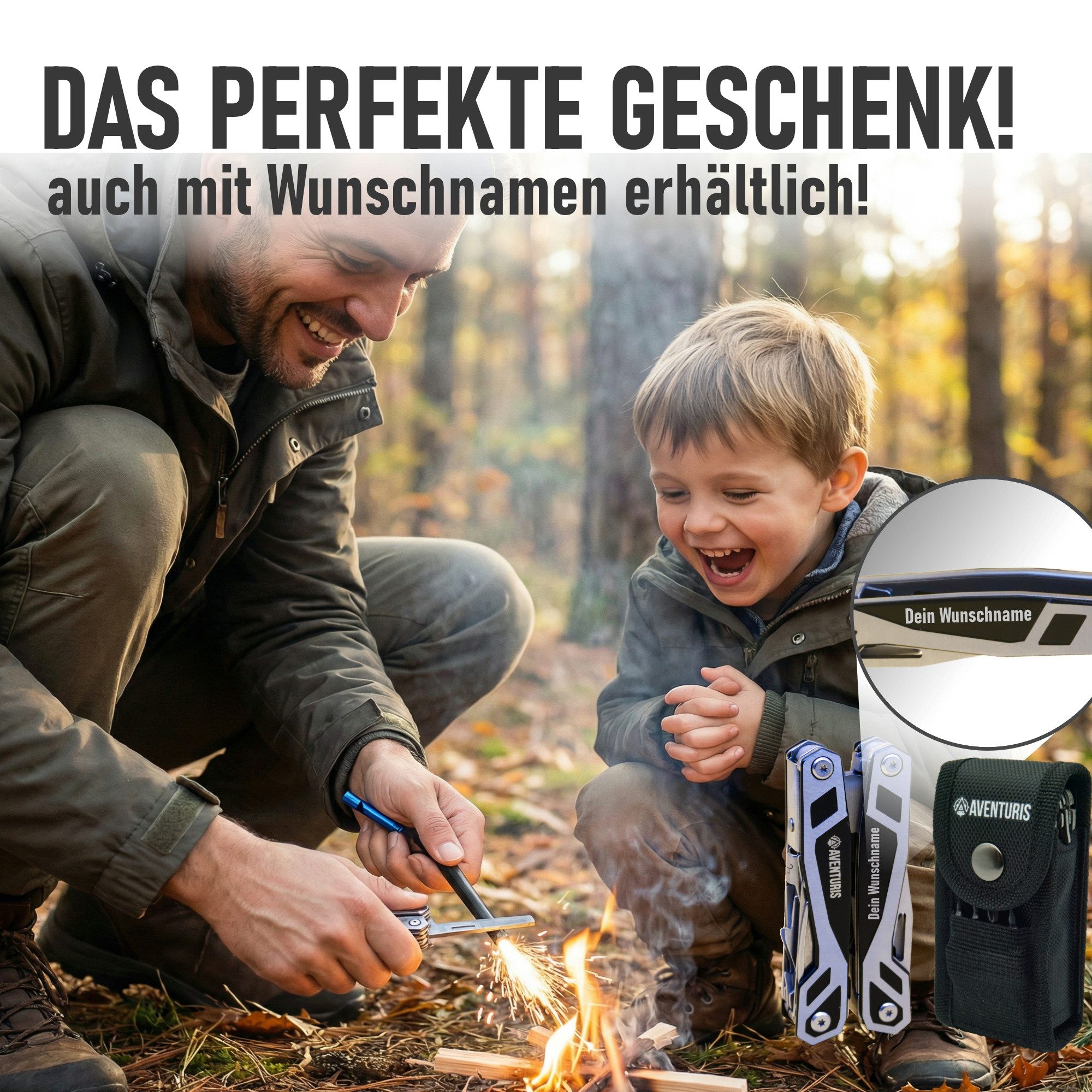 AVENTURIS Multitool T12 aus Edelstahl mit 21 Funktionen! Perfektes Outdoor Camping Zubehör, (1 St), Edelstahl