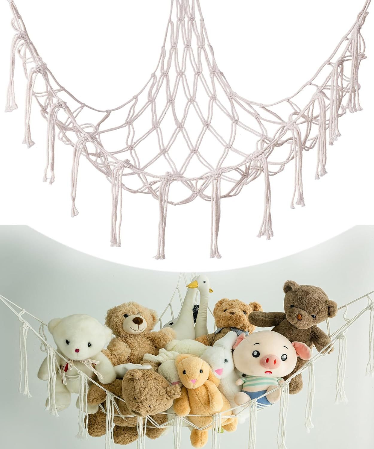 LIANNA Hängekorb Boho Makramee Hängematte für Kuscheltiere, Spielzeugaufbewahrung (Set, 1 St., Boho Makramee Hängematte für Kuscheltiere, Spielzeugaufbewahrung)
