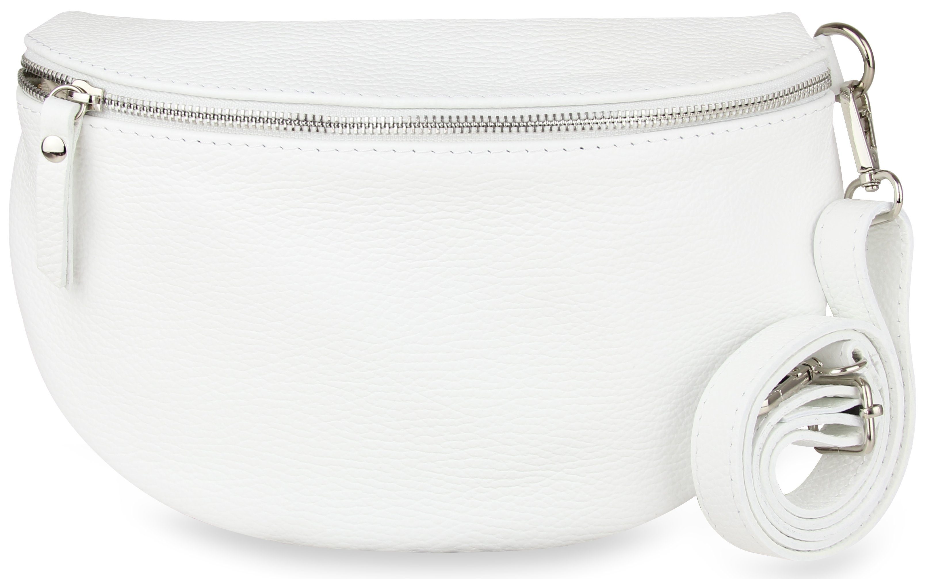 Frentree Umhängetasche Damen aus Echtleder, Made in Italy, Crossbody Schulter/Bauchtasche, mit silbernem Reißverschluss, verstellbarer Schulterriemen, Größe Maxi