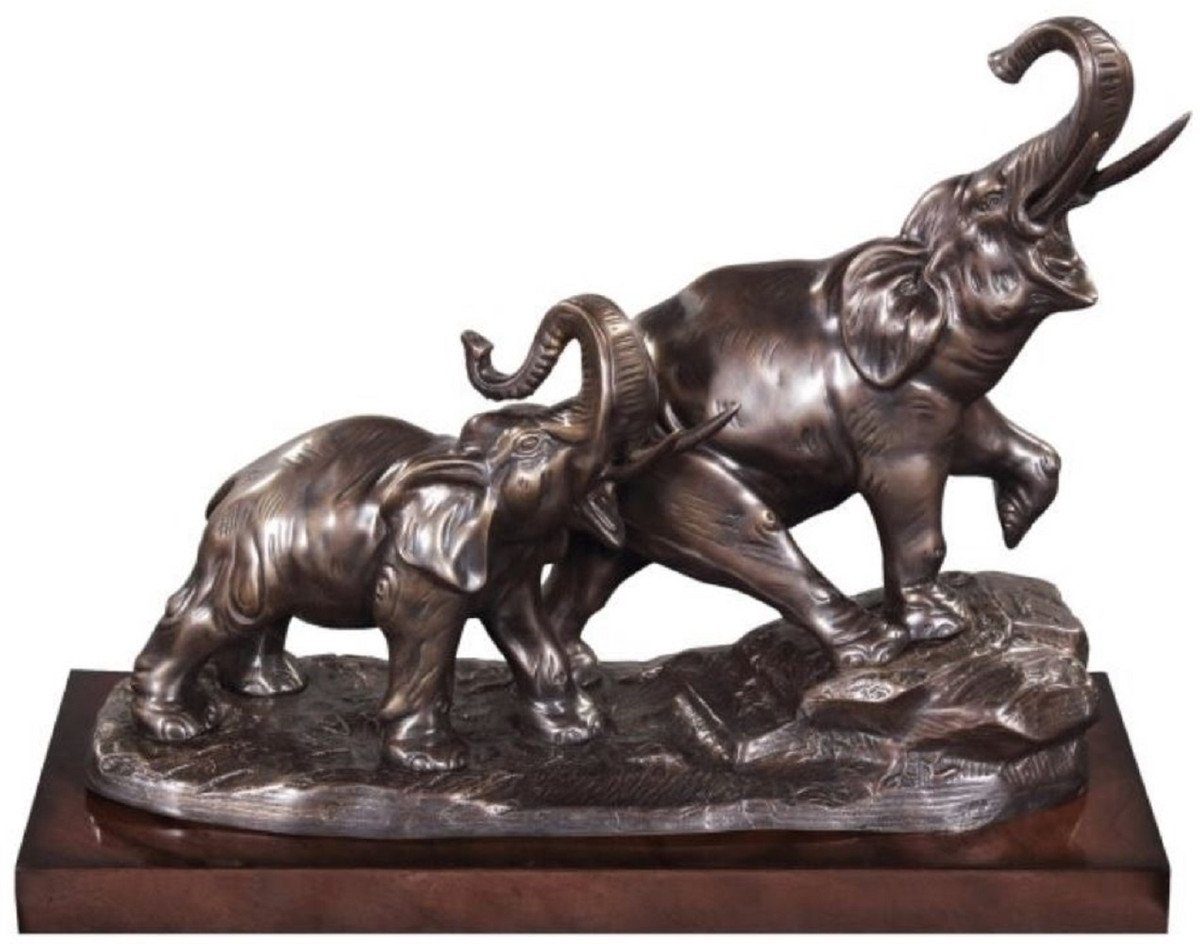 H. Holzsockel 42 Luxus Elefanten Braun cm - Padrino 33 auf Bronze Casa Bronzefiguren Dekofigur x 17 / Bronze x Deko