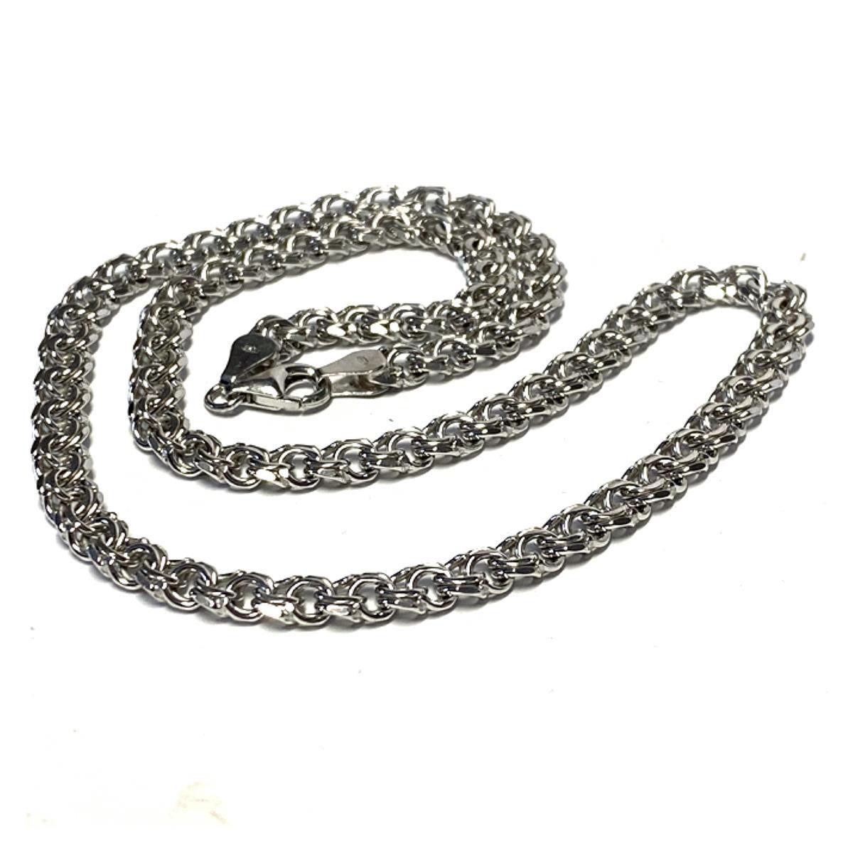 Silberkette massiver Halskette in 925/- Sterling Silber rhod Garibaldi 45cm