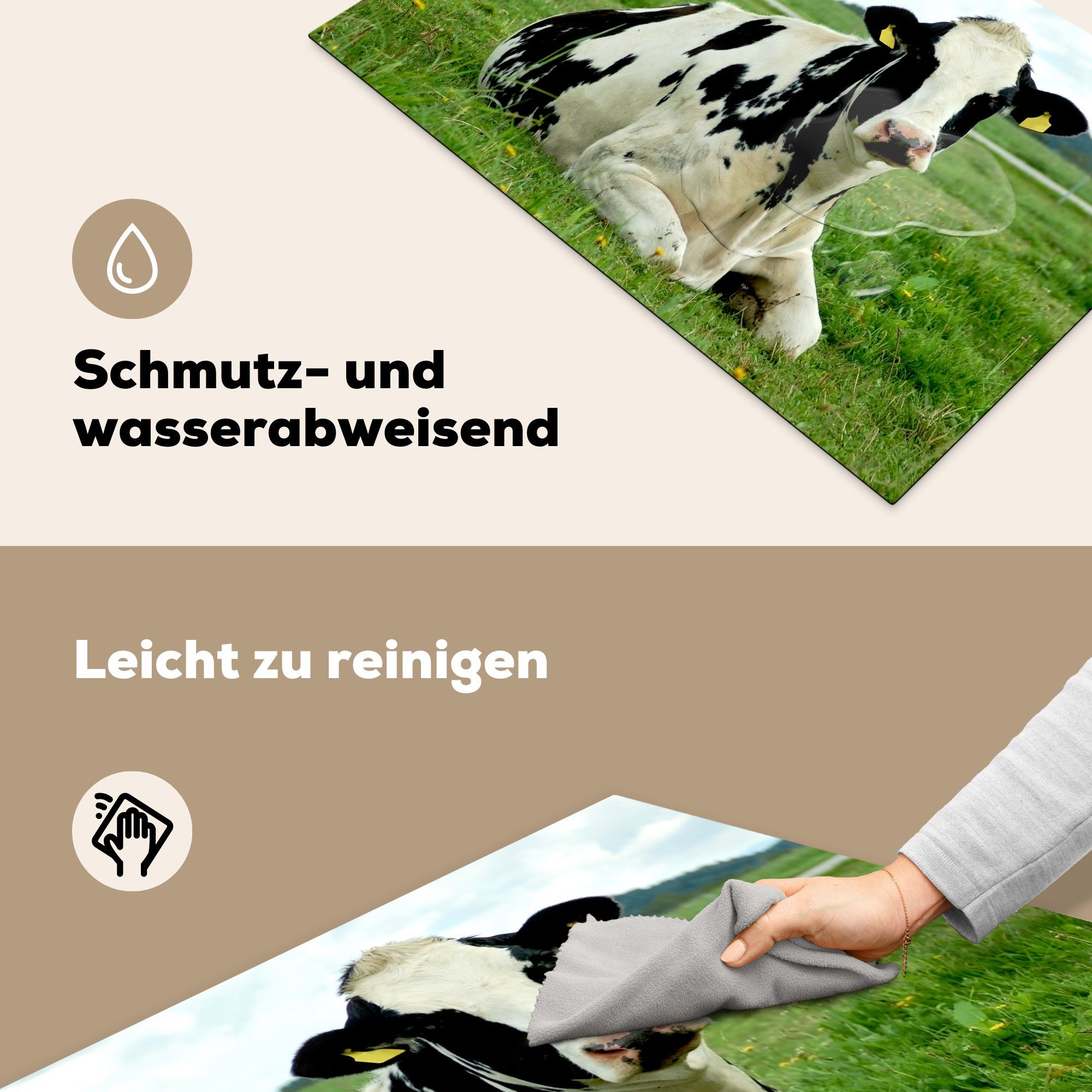 Ceranfeldabdeckung - 81x52 Schutz Tier, Induktionskochfeld cm, für Herdblende-/Abdeckplatte tlg), MuchoWow (1 die Kuh küche, - Vinyl, Friesland