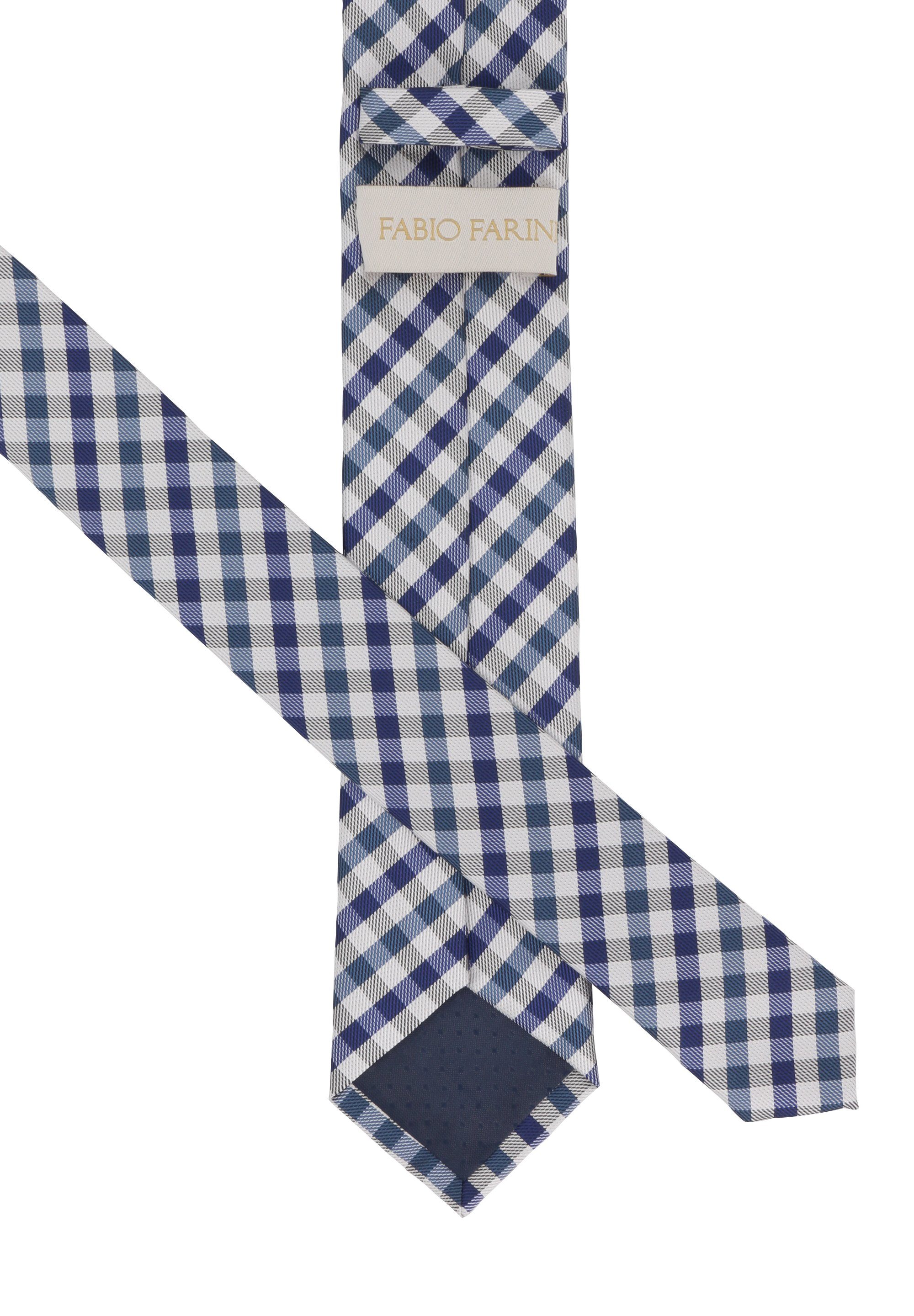 - oder Schmal Krawatte (ohne (6cm), Breite Schlips 6cm Farini Fabio karierte 8cm Herren Box, in Schwarz/Schneeweiß Kariert) Krawatte