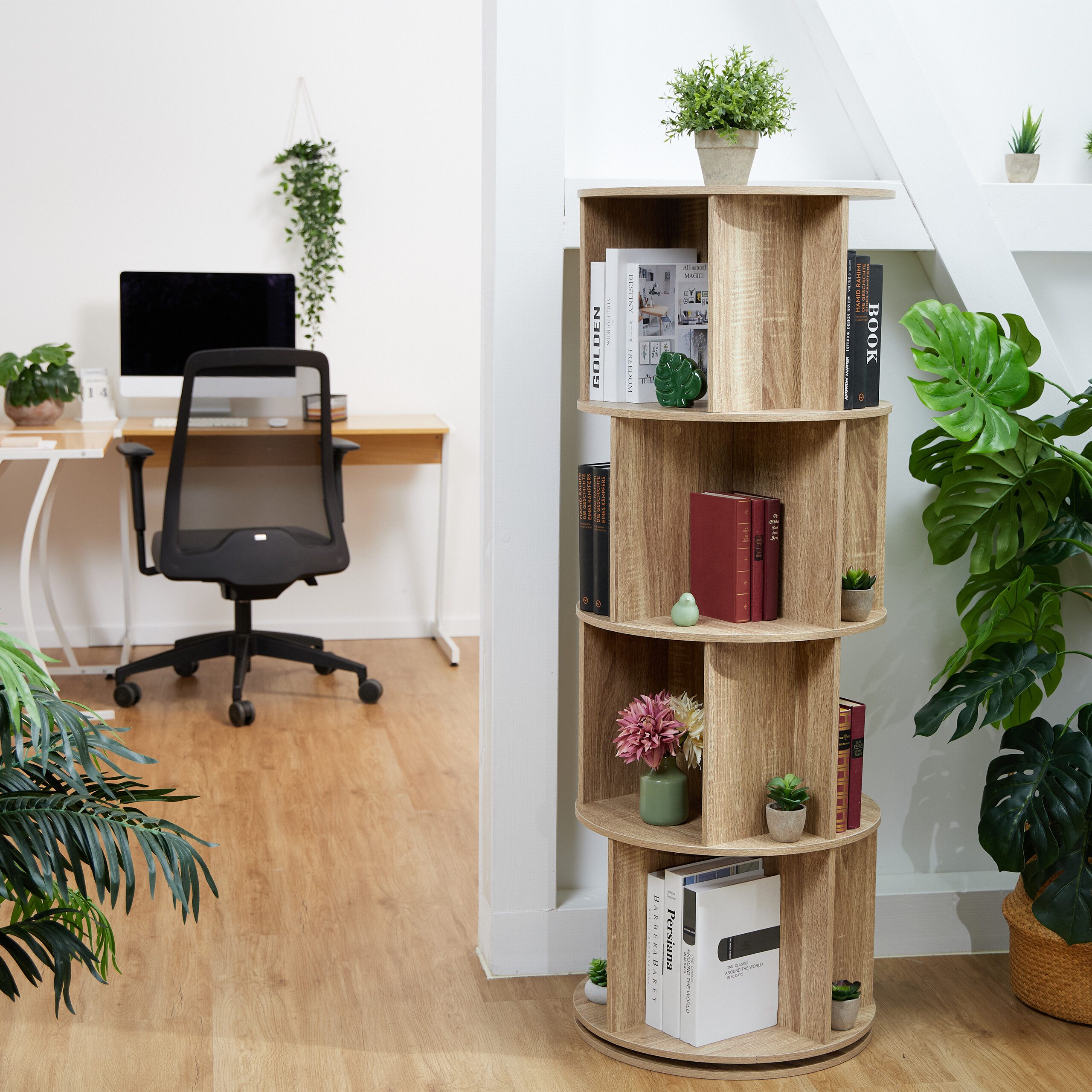 relaxdays Bücherregal Drehbares Bücherregal, 4 günstig online kaufen