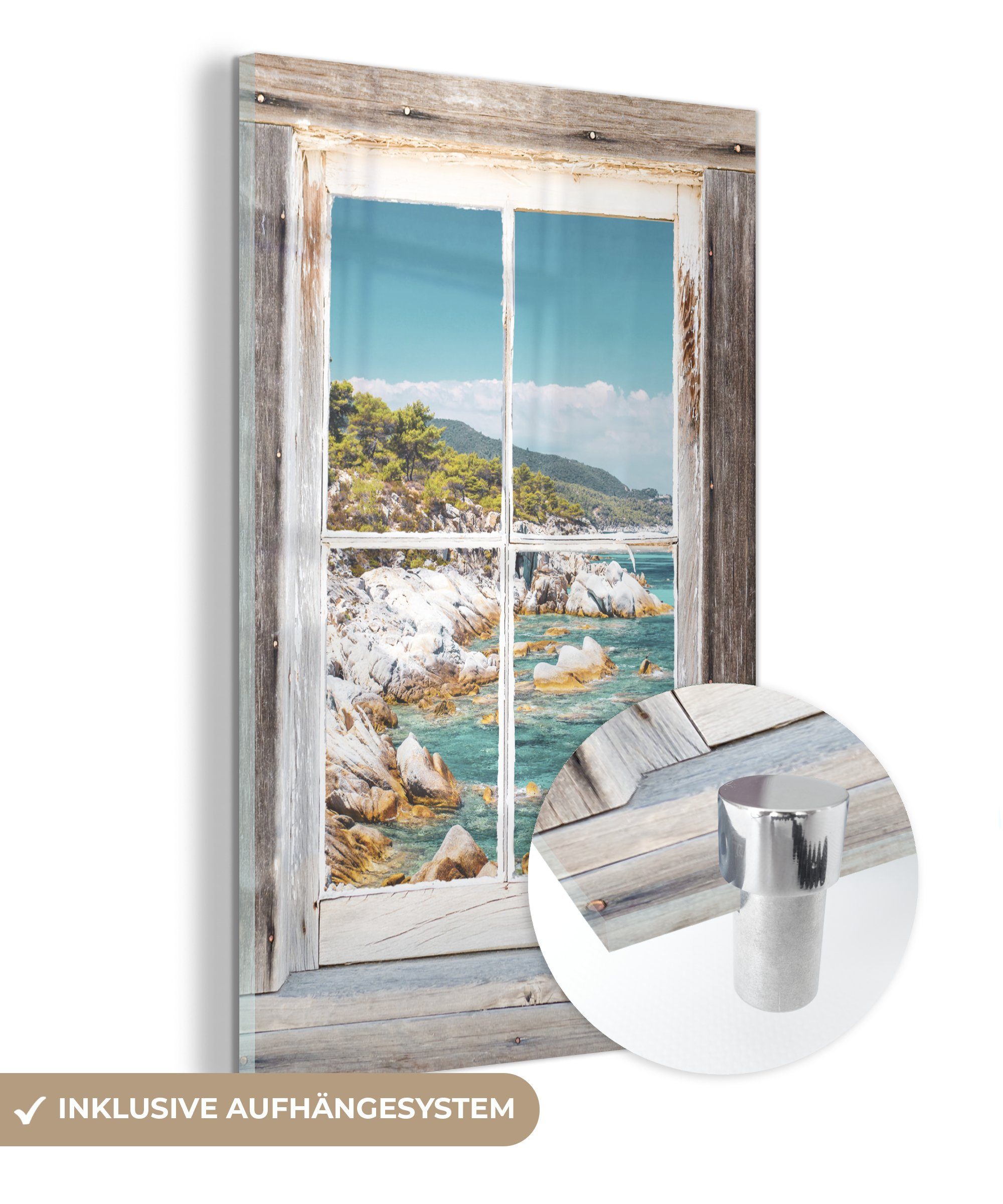 MuchoWow Acrylglasbild Durchsichtig - Meer - Holz, (1 St), Glasbilder - Bilder auf Glas Wandbild - Foto auf Glas - Wanddekoration