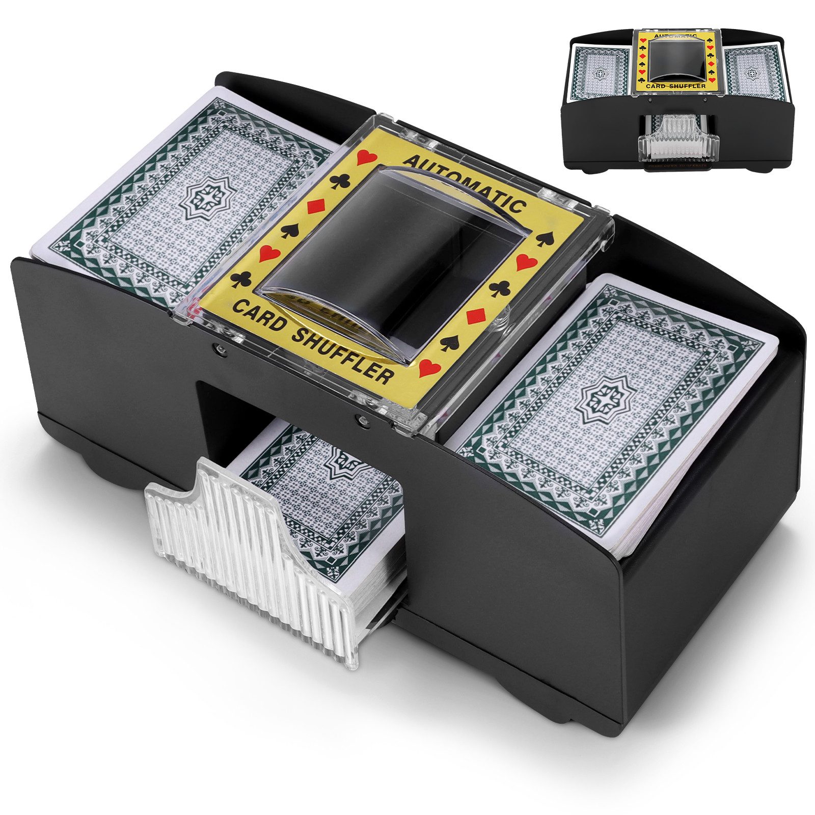 BlingBin Spiel Kartenmischmaschine 2/4 Deck, Automatischer Elektrischer Kartenmischer, Automatischer Kartenmischer Für Familienparty Clubspiel und Reisen