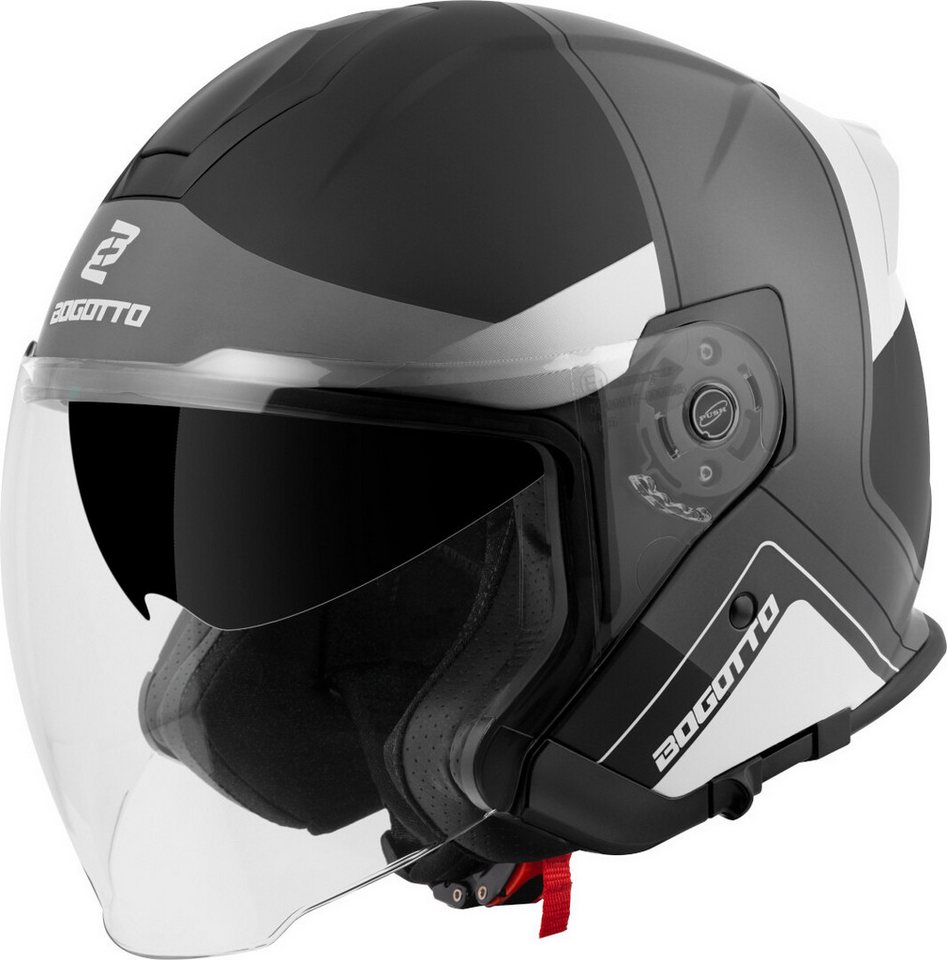 Bogotto Motorradhelm H586 City-B Jethelm, Herausnehmbares Innenfutter,integriertes Sonnenvisier