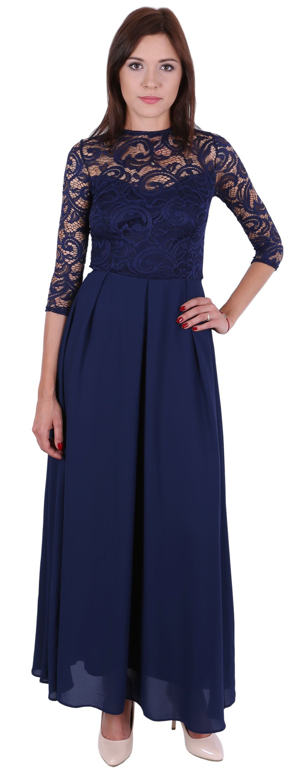 Sarcia.eu Maxikleid John Zack Marineblauer Maxirock mit Spitzenoberteil S