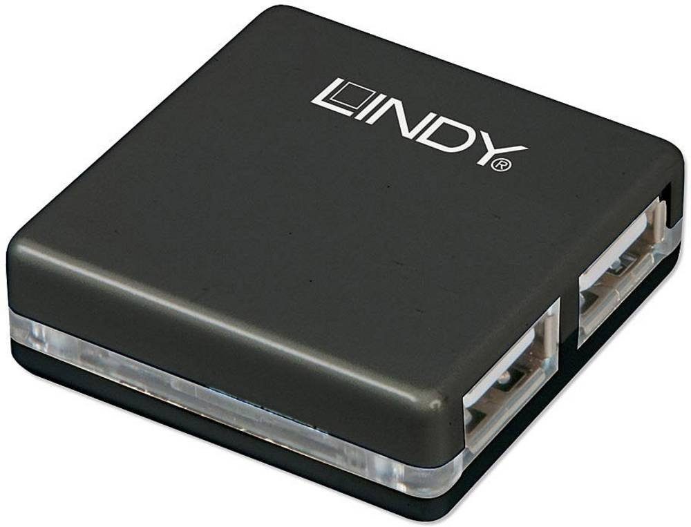 Lindy USBVerteiler LINDY LINDY USB 2.0 Mini Hub 4 Port, 4x4cm 4 Port