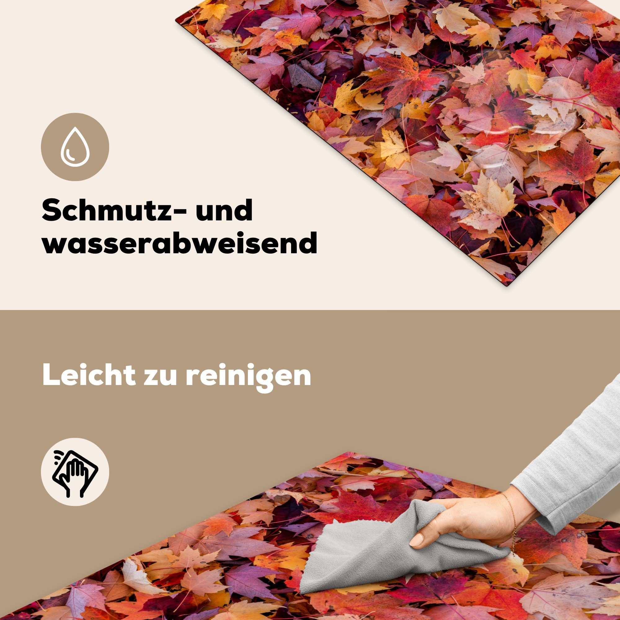 MuchoWow Herdblende-/Abdeckplatte Herbstblätter, Vinyl, (1 tlg), die 81x52 Ceranfeldabdeckung für küche, Induktionskochfeld cm, Schutz