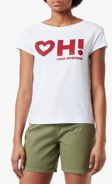 Moschino T-Shirt MOSCHINO LOVE Bluse Heart OH! Shirt T-shirt Boxy Fit Rhinestones Stras