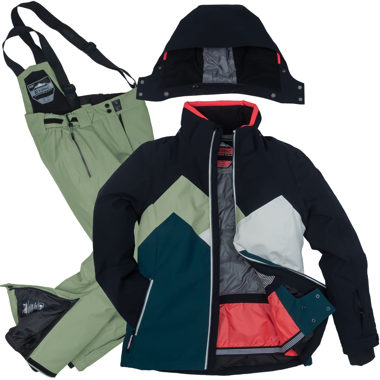 Killtec Skianzug Damen Skijacke + Skihose (petrol/schwarz/grün, Gr. 46)