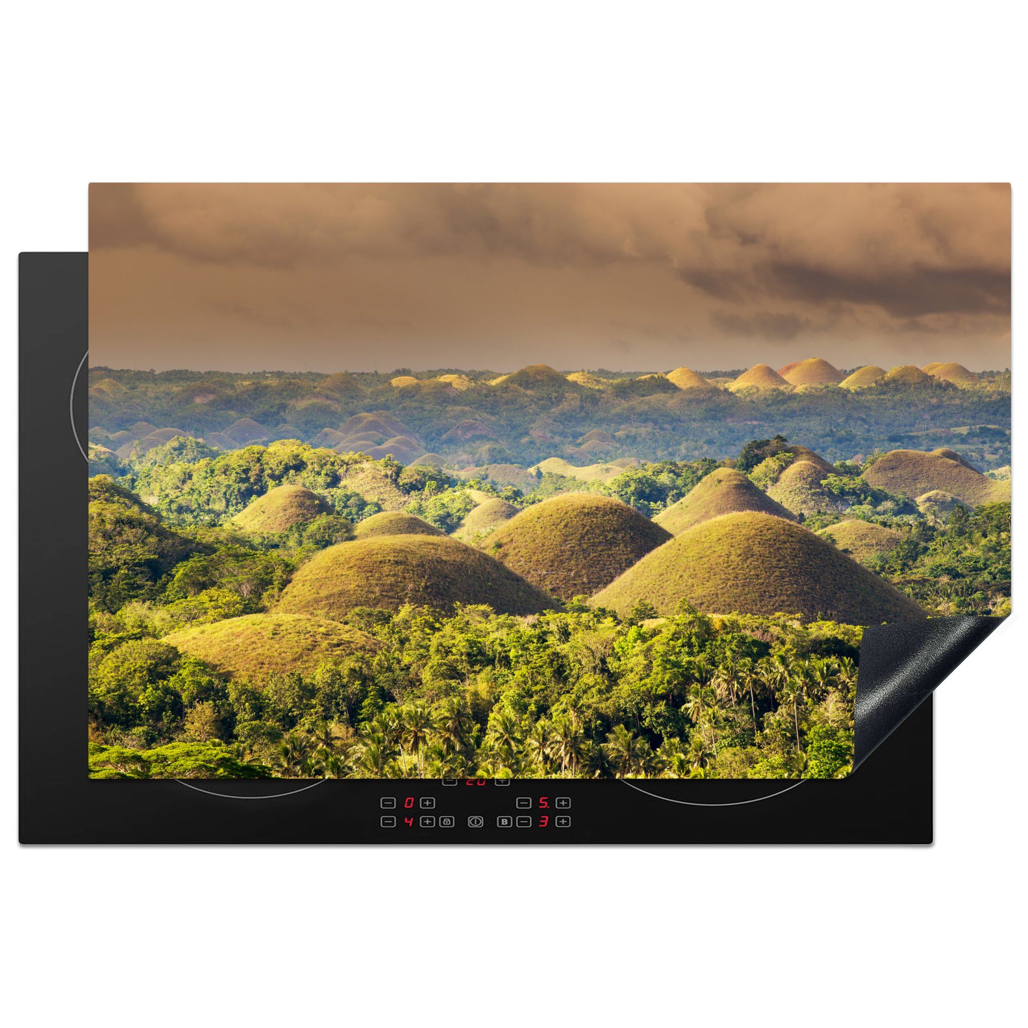 MuchoWow Herdblende-/Abdeckplatte Chocolate Hills auf den Philippinen, Vinyl, (1 tlg), 81x52 cm, Induktionskochfeld Schutz für die küche, Ceranfeldabdeckung