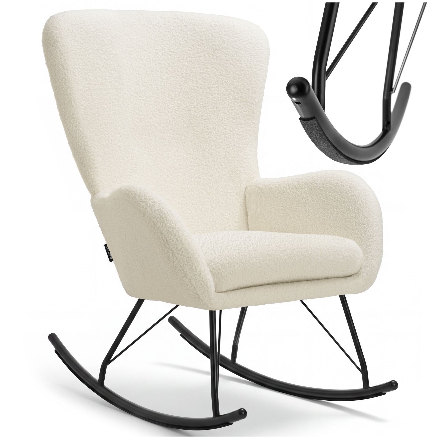 tectake Schaukelstuhl Sessel mit dicker Polsterung, Belastbarkeit 120 kg, 70 x 93 x 100 cm (Wippstuhl Swing, 1 St), Abnehmbares, extradickes Sitzpolster mit waschbarem Bezug