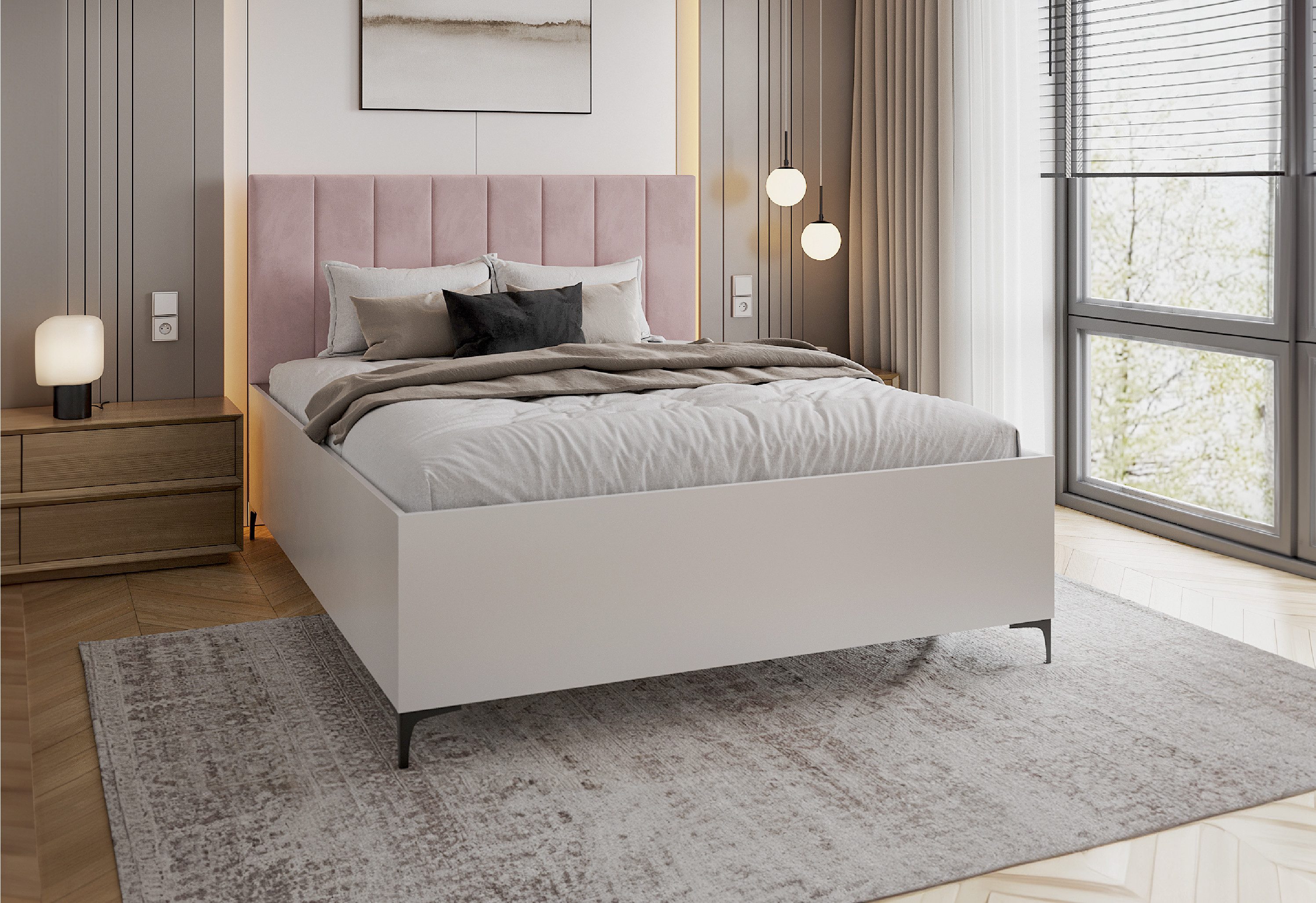 FDM Polsterbett modern mit Bettkasten MADE IN EU - mit hochwertigem Velours Bezug (verfügbar 90x200 cm, 120x200 140x200 160x200 180x200cm, Bettrahmen, Bett, mit großen gepolsterten Kopfteil, mit Bettkasten zum aufklappen), Hebbarer Metallrahmen, Bettkasten, mit/ohne Matratze