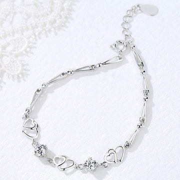LENBEST Silberarmband Armband damen silber 925 Unendlichkeit Herz Verstellbar (1-tlg), Valentinstag Muttertag Geburtstags Weihnachten Geschenk für Frauen