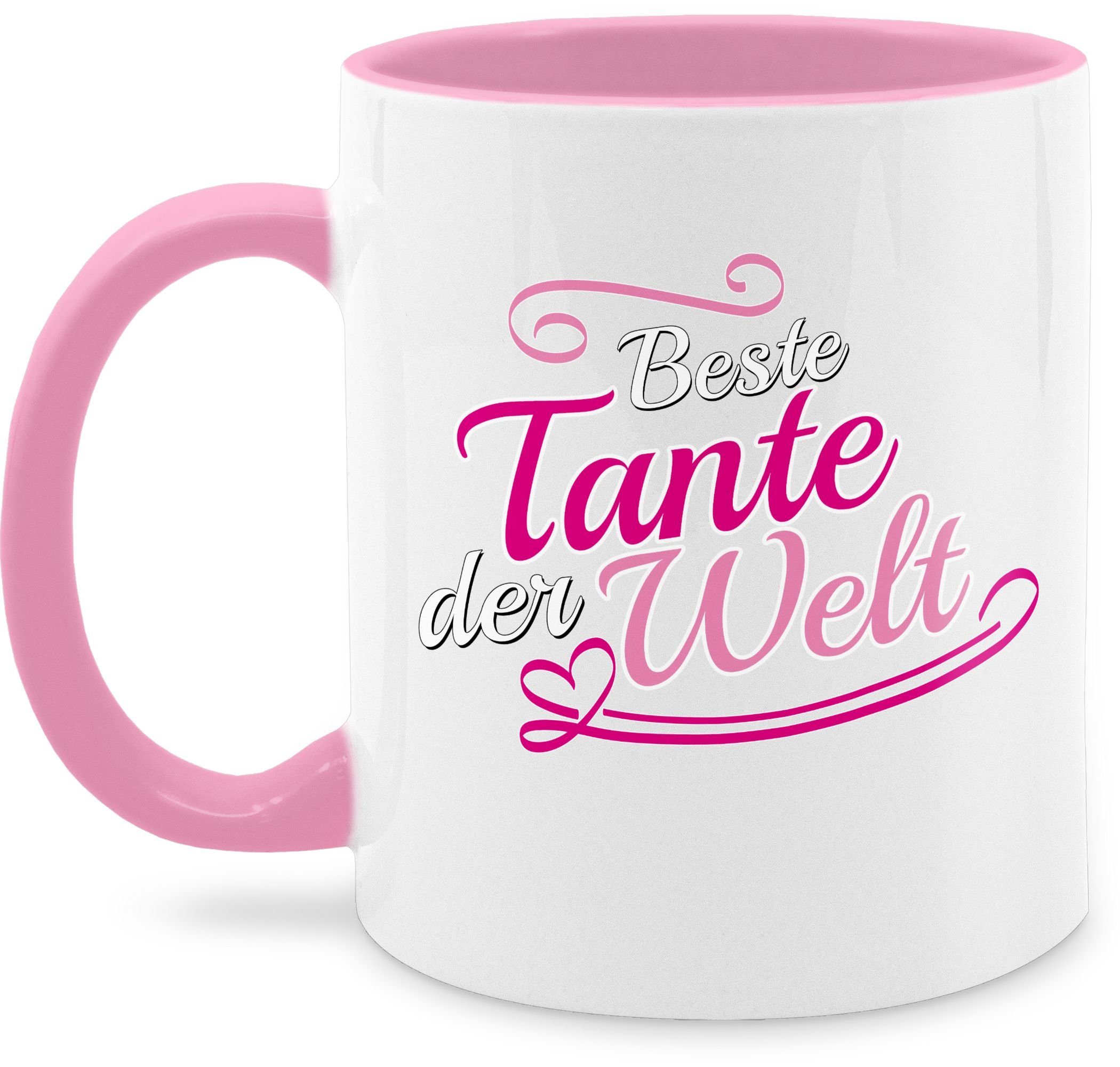 Shirtracer Tasse Beste Tante der Welt, Keramik, Tante Geschenk 1 Rosa