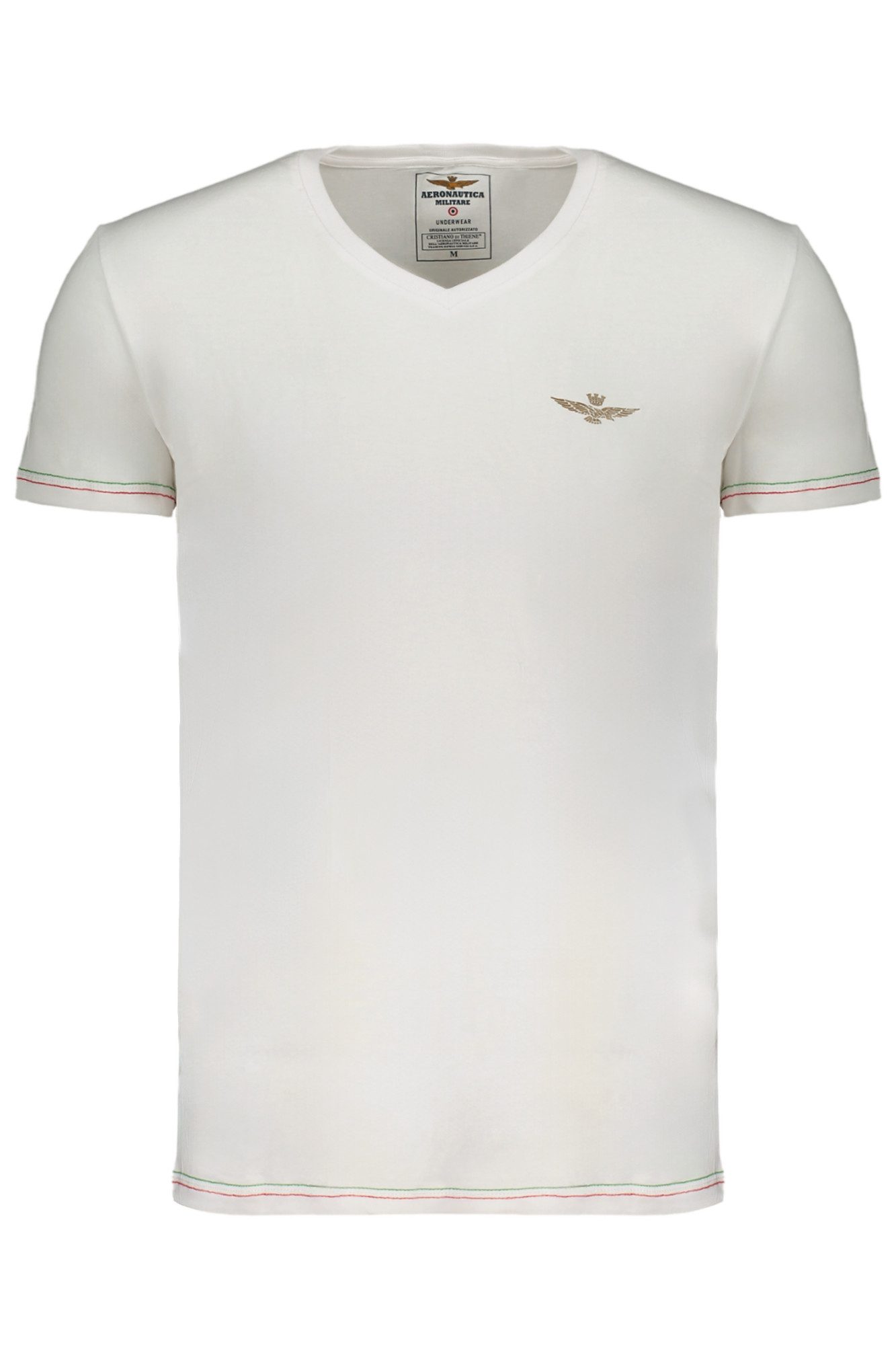 Aeronautica Militare T-Shirt Herren V-Ausschnitt T-Shirt Weiß mit