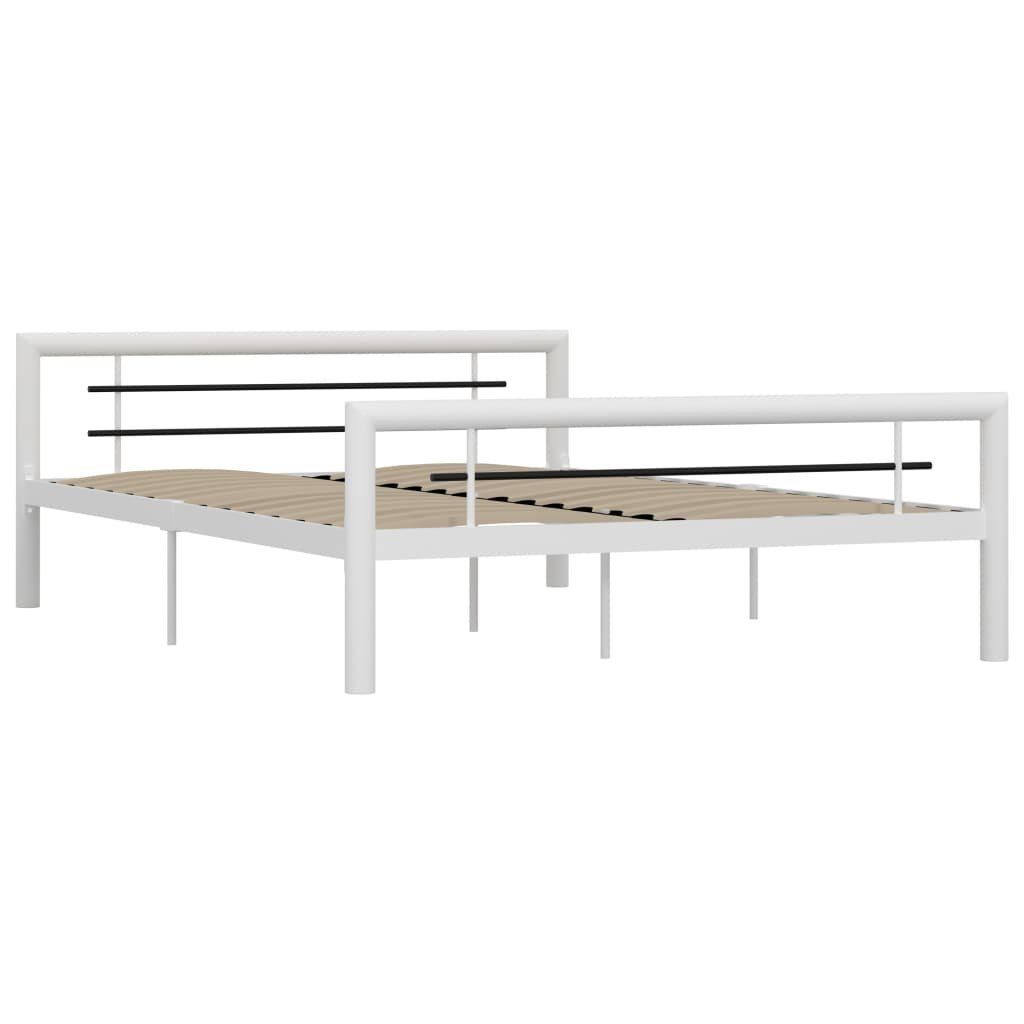 vidaXL Bettgestell Bettgestell Weiß und Schwarz Metall 140 x 200 cm Bett Be günstig online kaufen