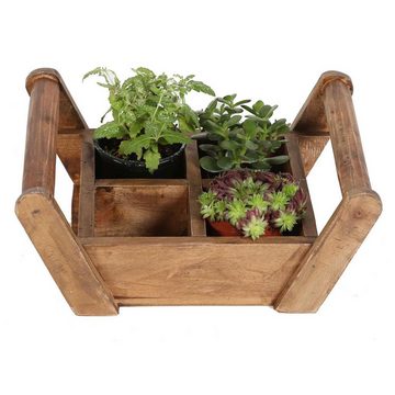 Casa Moro Kräuterbeet Pflanzenbox Adria Blumen Tablett Kräuterkasten mit Griff (Pflanzen Blumen Tablett für Balkon Terrasse Restaurant Café Deko), aus recyceltem Teak Holz gefertigt