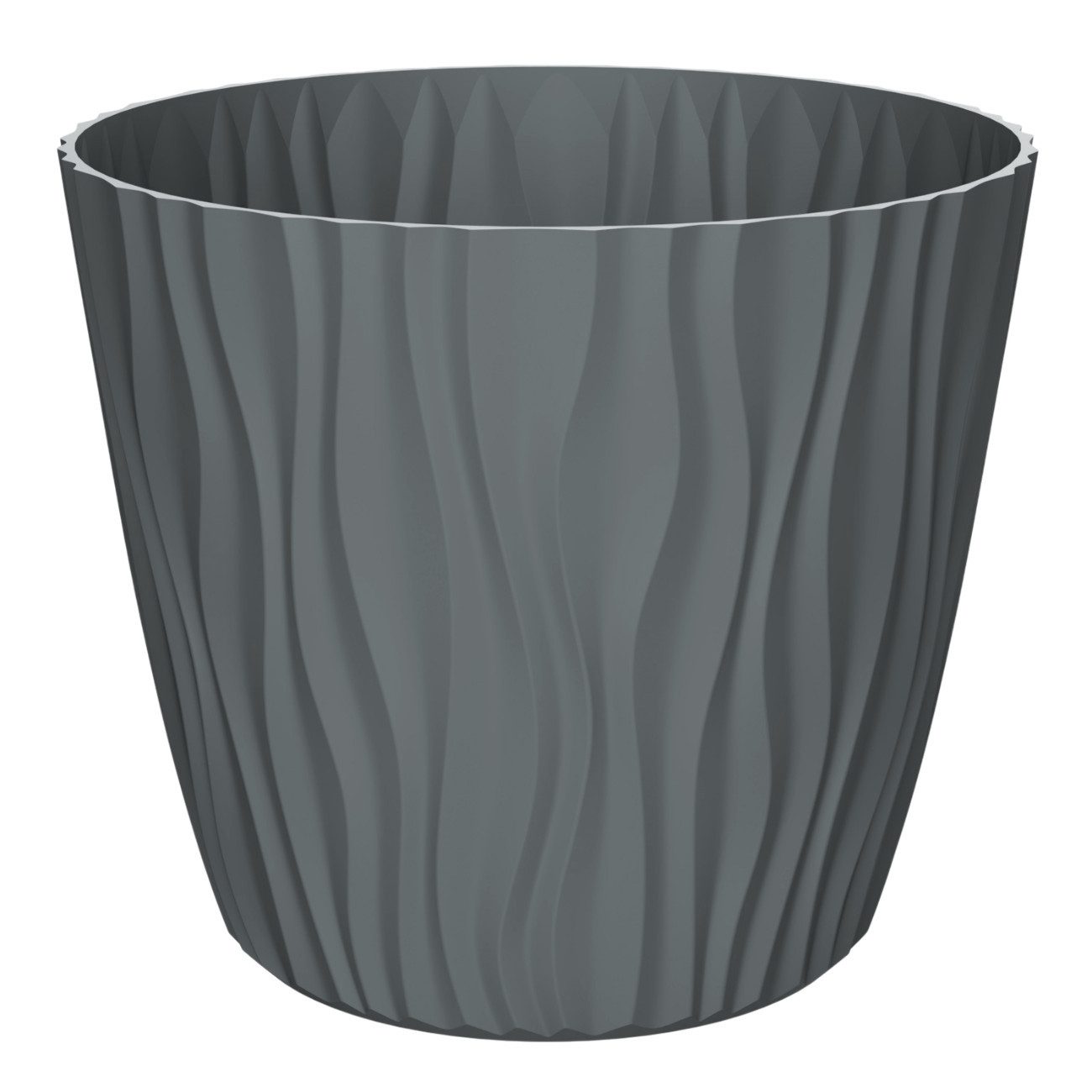Engelland Blumentopf Pflanztopf mit Drainagesystem (Vorteils-Set, 1 St., robuster PP-Kunststoff), 3D-Wellenoptik, UV-resistent, Drainagesystem, direkte Bepflanzung