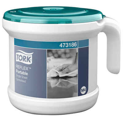 TORK Papiertuchspender 1 Wischtuchspender tragbar M4 Reflex™ Manuell Standard weiß/türkis, Wischtuchrolle NICHT im Lieferumfang enthalten!