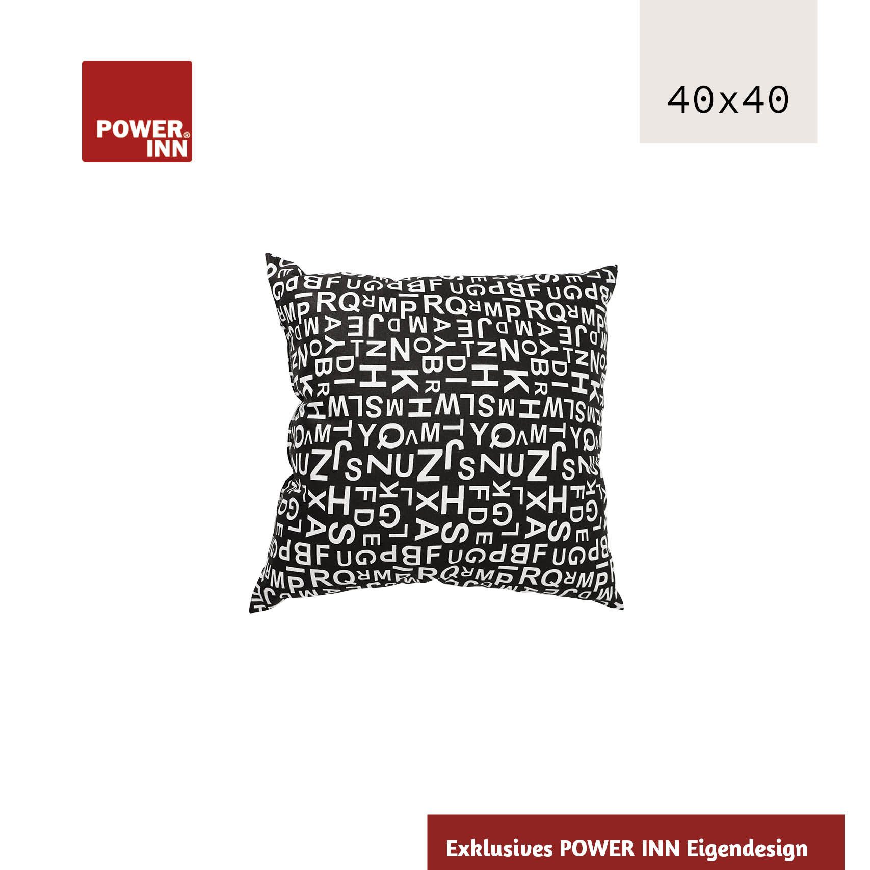 POWER INN Kissenfüllung POWER INN Dekokissen, Baumwolle, 40x40 cm, Buchstaben schwarz/weiß