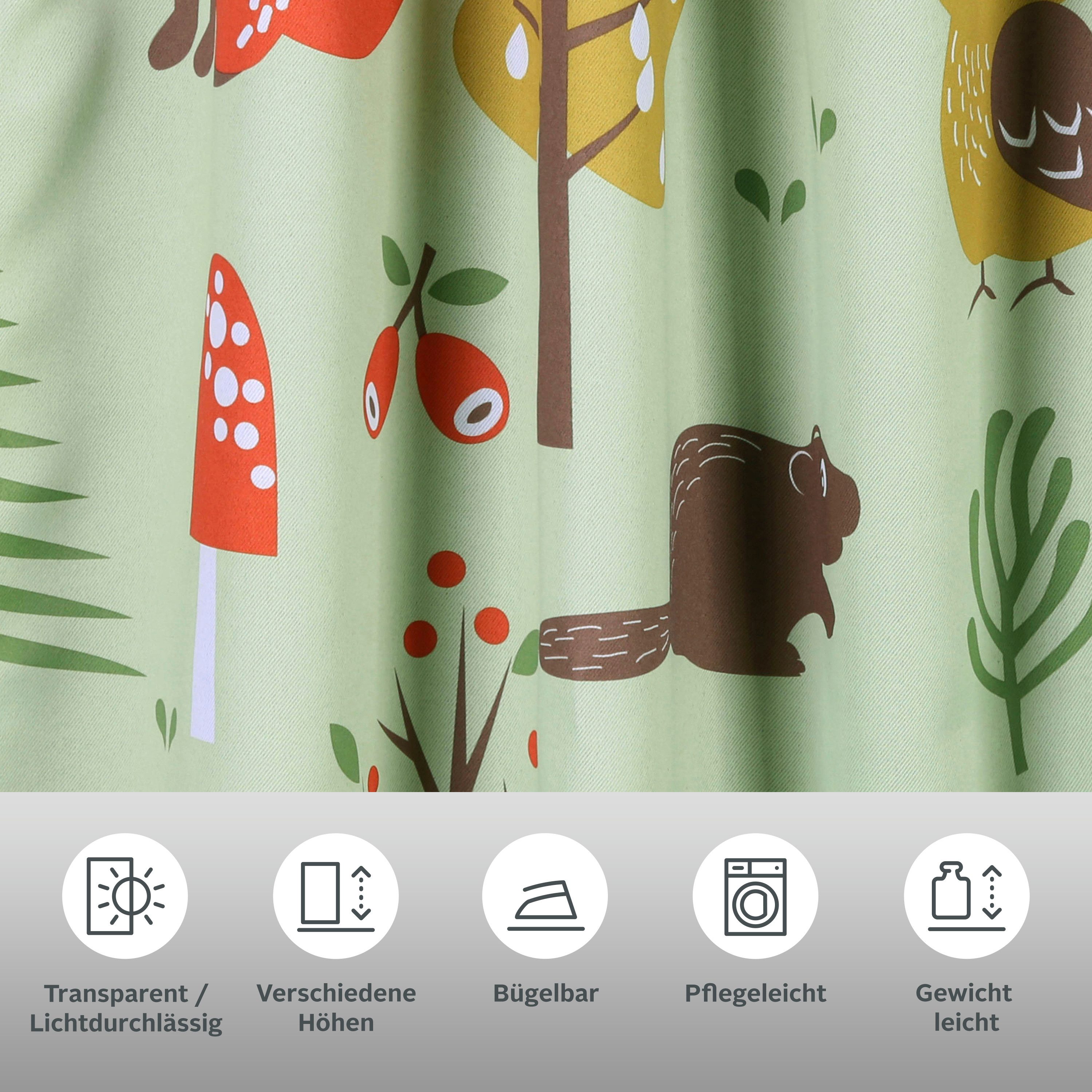 OTTO home Verdunkelungsvorhang Waldtiere (1 St), Multifunktionsband, verdunkelnd, bedruckt, blickdicht, verschiedene Größen