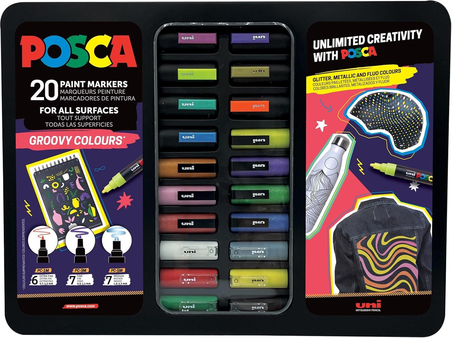POSCA Marker Uni-Ball 186832 POSCA Marker 20 Acrylstifte im Etui Groovy Colours