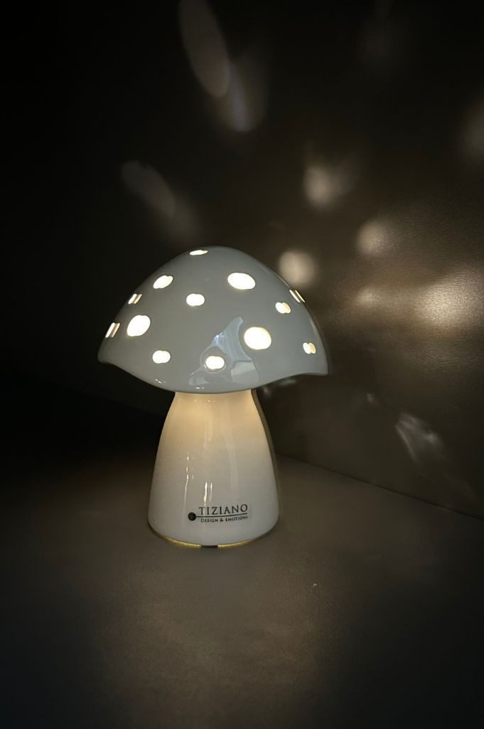 TIZIANO - DESIGN & EMOTIONS Dekofigur Deko Pilz Niara LED hoch creme-weiß