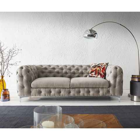 DELIFE 3-Sitzer Corleone, Beige 225x97 cm 3-Sitzer Couch