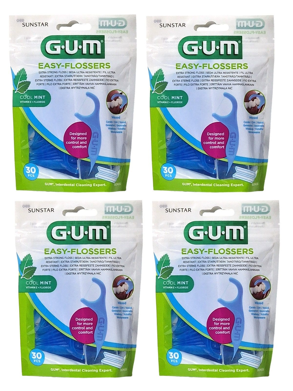 Zahnseide 4x GUM Easy - Flosser (4x 30Stück)