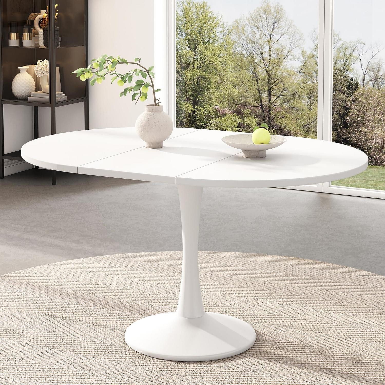 LuxusKollektion Esstisch Esstisch Ausziehbar Oval 100140x100x75cm Freizeittisch Weiß (1-St)
