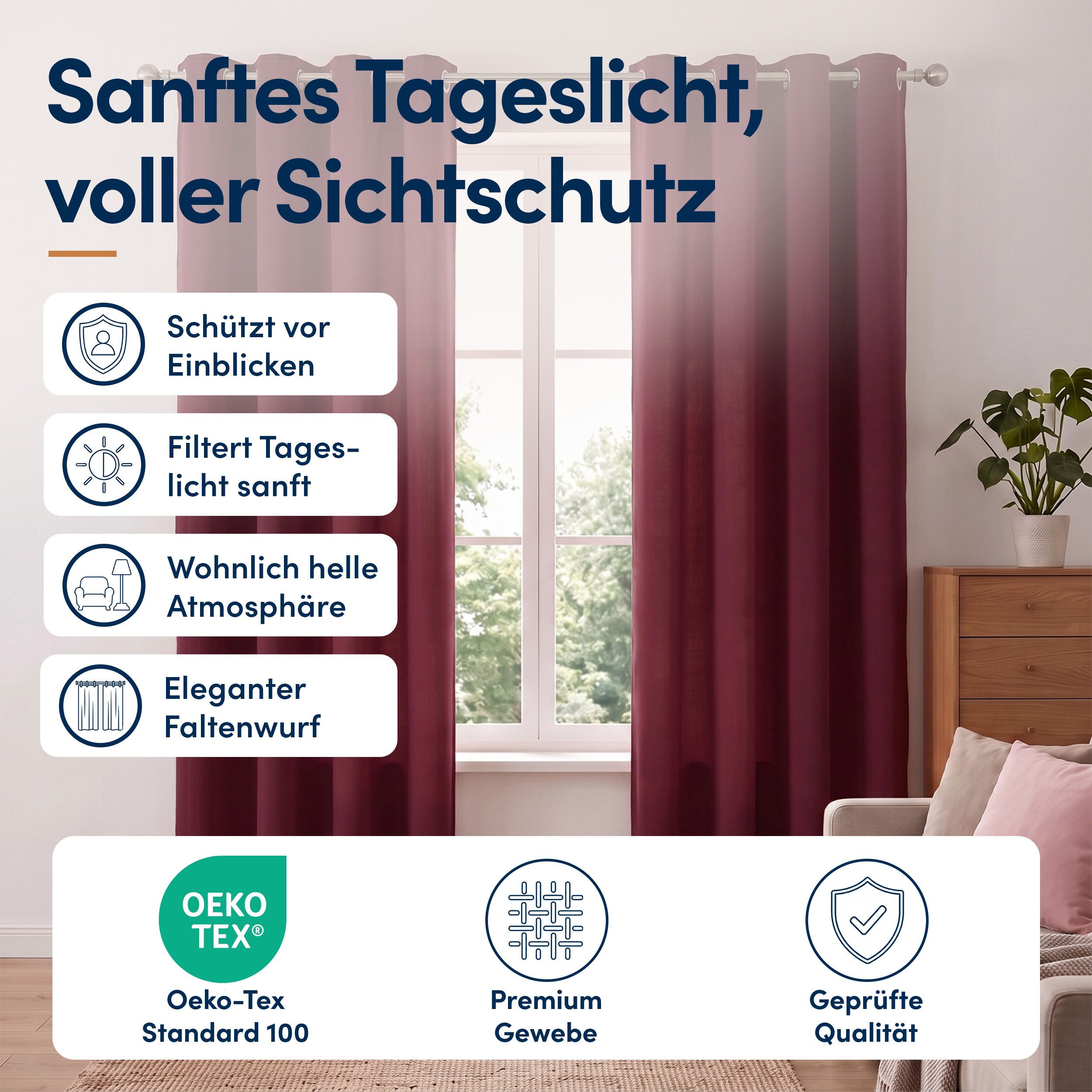 Stoffschmiede Gardine, Blickdicht, Raumverdunkler, Ösen