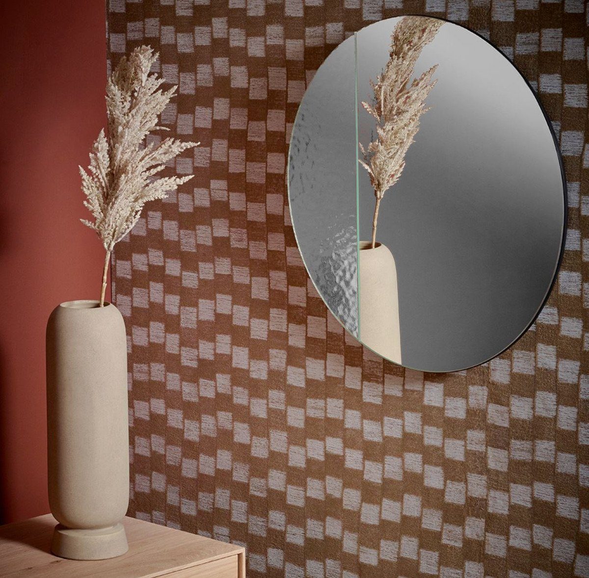 Spiegel - Ø Luxus Spiegel 58 Padrino Wandspiegel - - Wohnzimmer mit - Qualität Casa Luxus strukturierter Garderoben cm Spiegel Wandspiegel Oberfläche Runder