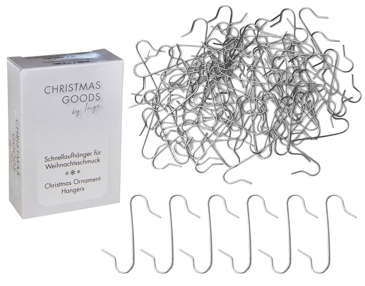Christbaumschmuck 100 Kugelaufhänger Silber S - Haken Weihnachtskugelhaken