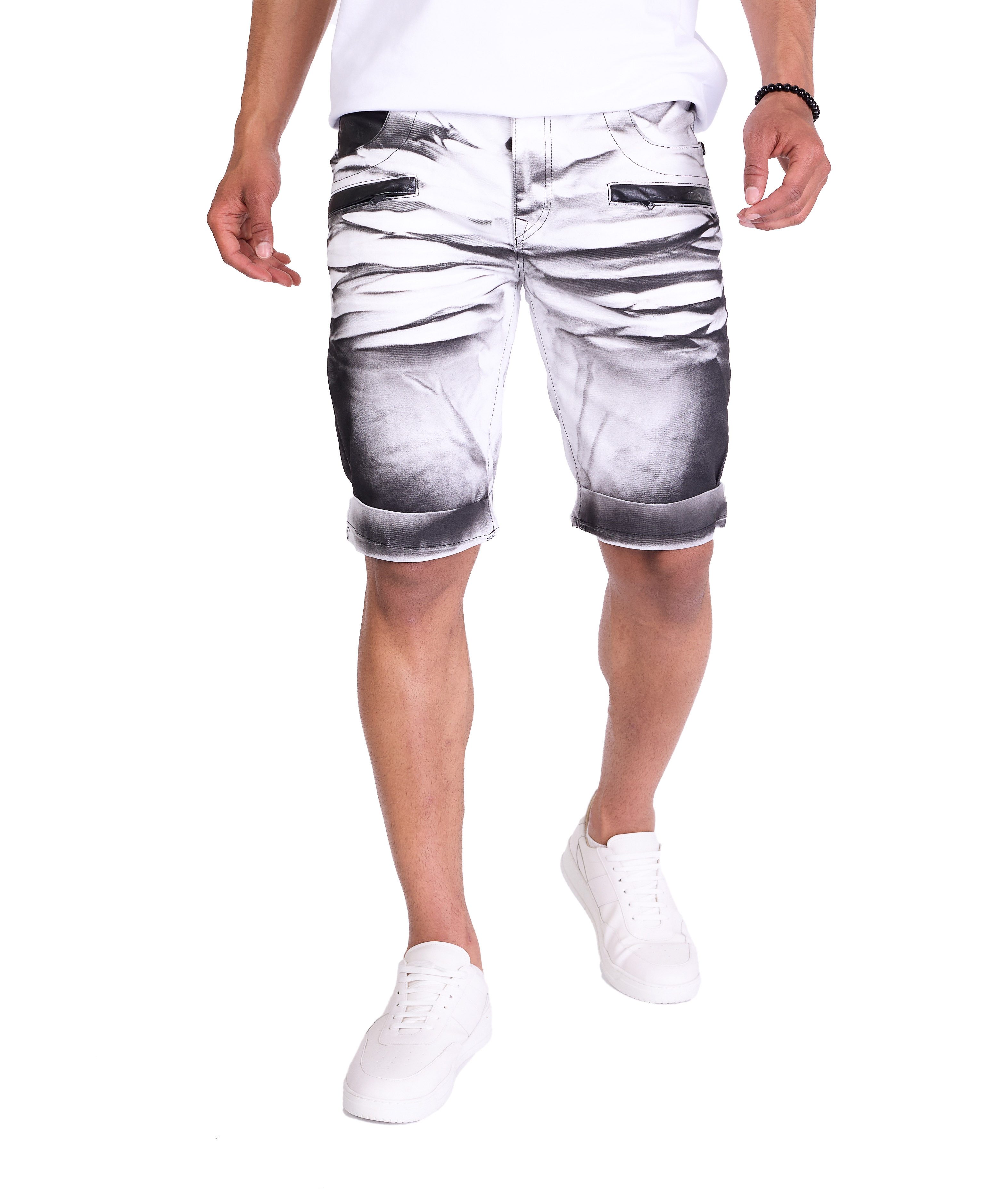 KINGZ Caprihose KINGZ Herren Jeans Capri im Batik-Look günstig online kaufen
