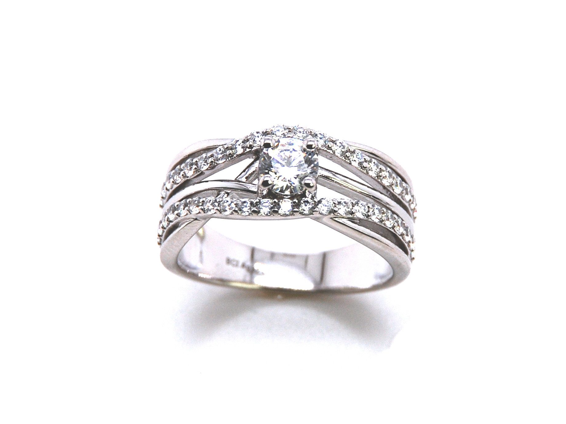 Sogni d'oro Silberring mit Zirkonia weiß, rhodiniert, Silber 925