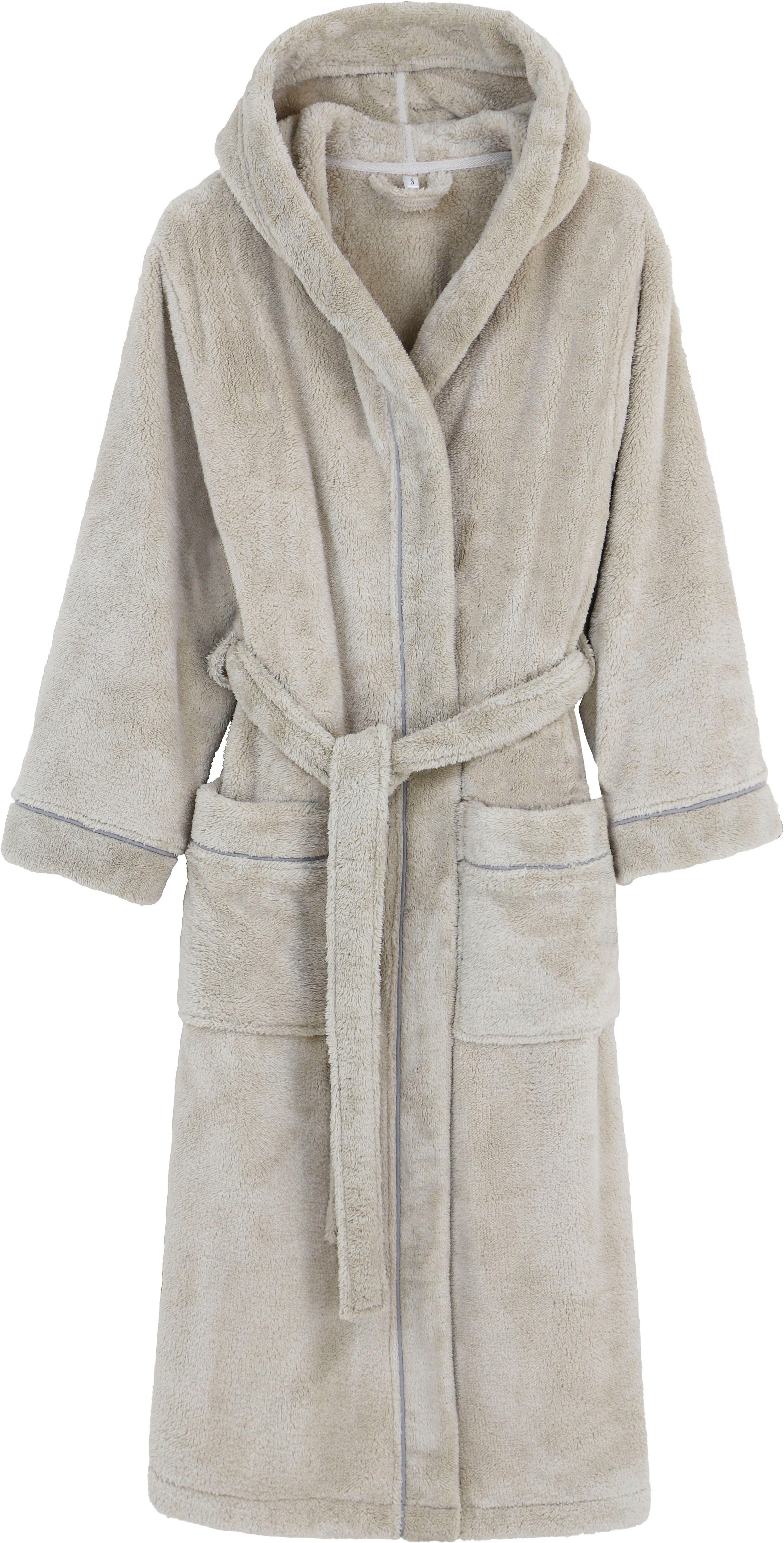 OTTO home Unisex-Bademantel Lillou, ideal für Sauna & Spa, Hotelbademantel, Morgenmantel, Langform, Microfaser, Kapuze, Gürtel, kuschelig weicher Fleece, plüsch – Bild 2 von 5