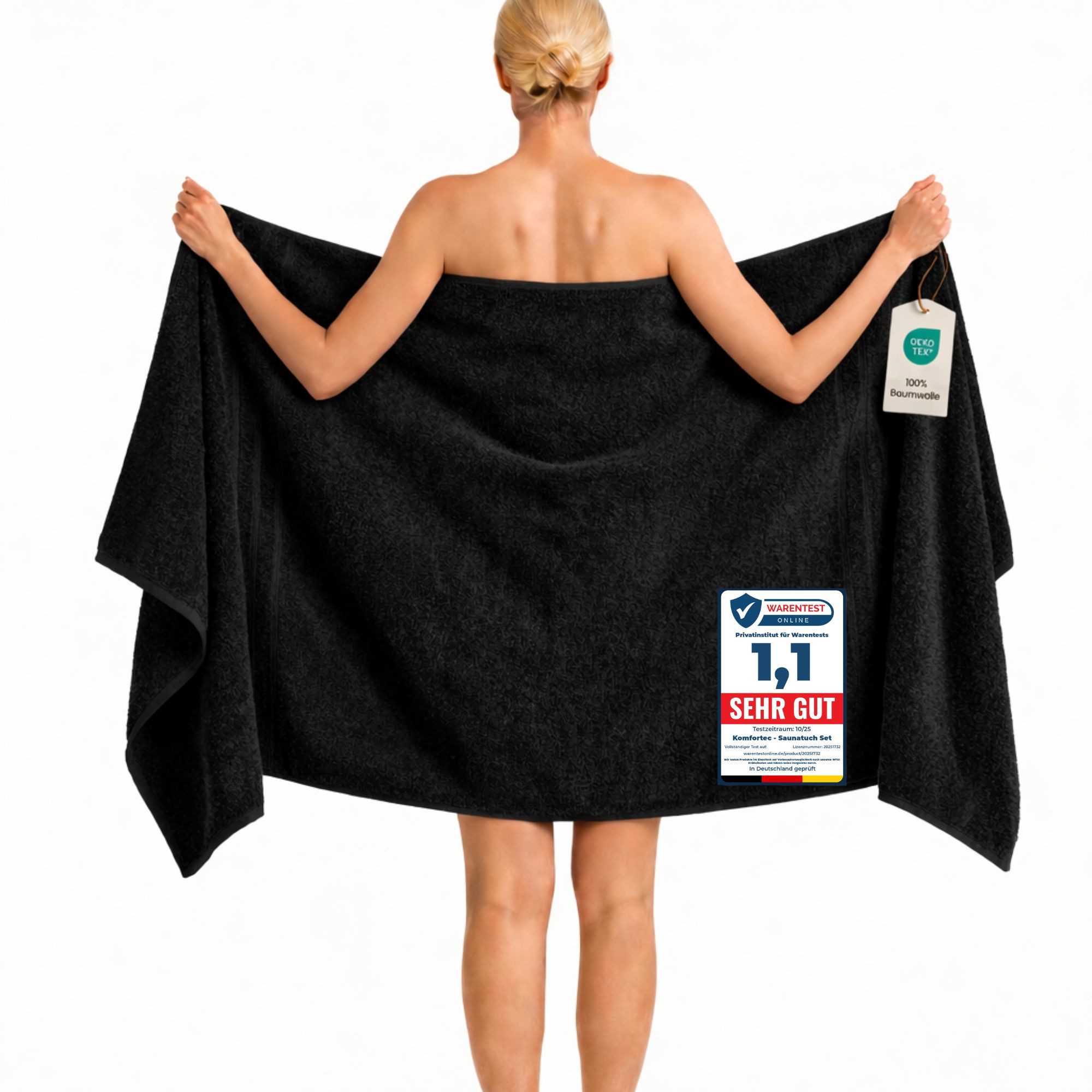 Komfortec Saunatuch 100x200 cm Badetuch aus 100% Baumwolle, Frottee (1-St), extra Große, Schnelltrocknend