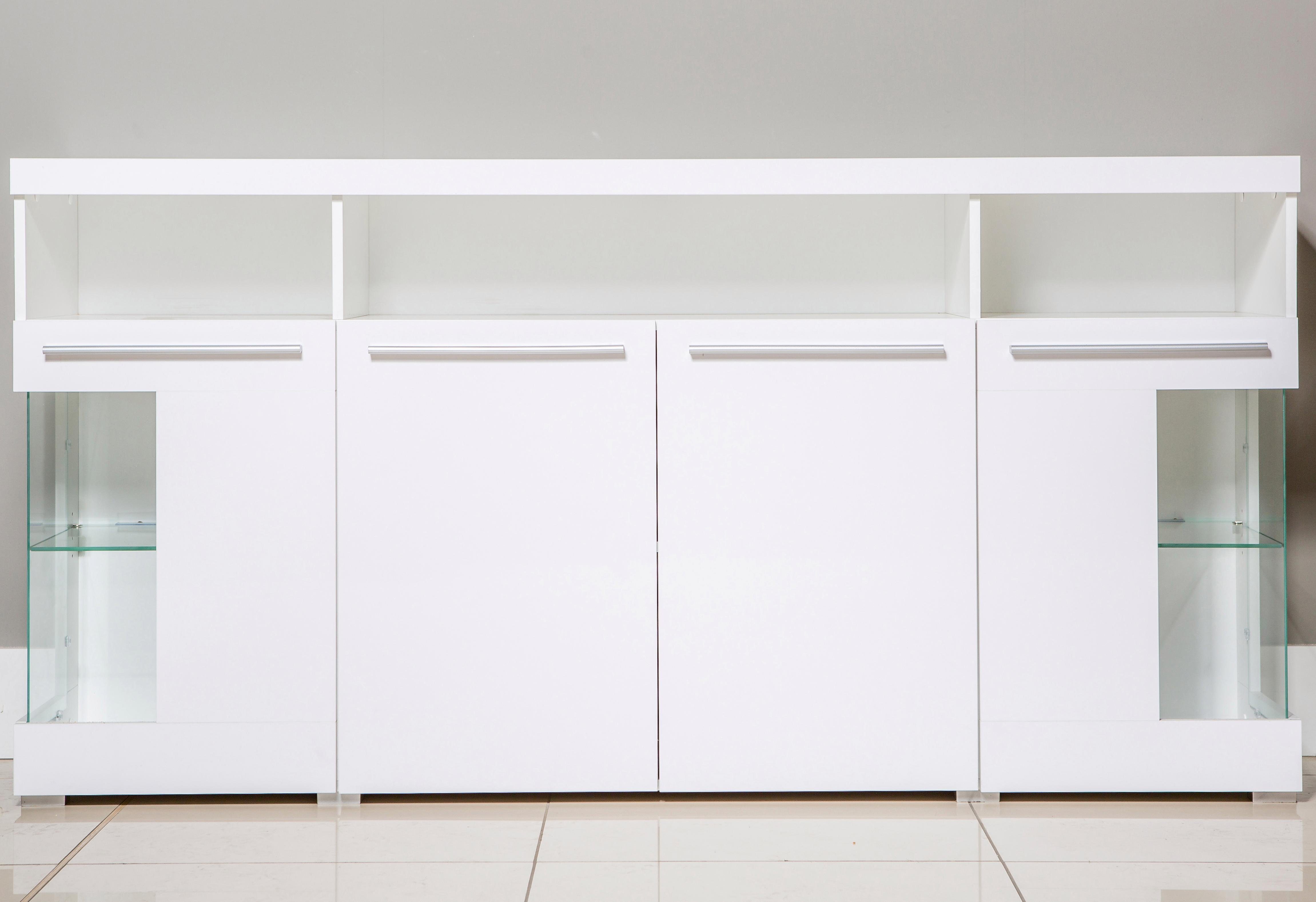 OTTO home Sideboard India,Breite 182cm, stilvolle Kommode mit Glastüren, Kombikommode viel Stauraum, Einlegeböden verstellbar,ohne Beleuchtung