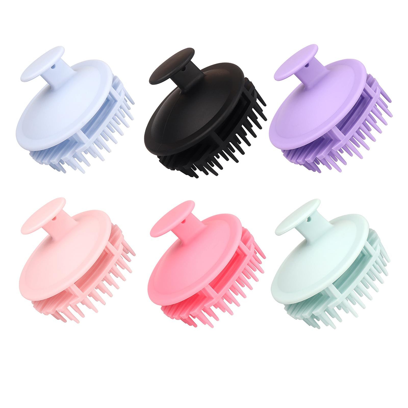 Badebürste 6Stück Premium ShampooBürste Silikon Kopfmassage Kopfhaut Nass&Trocken