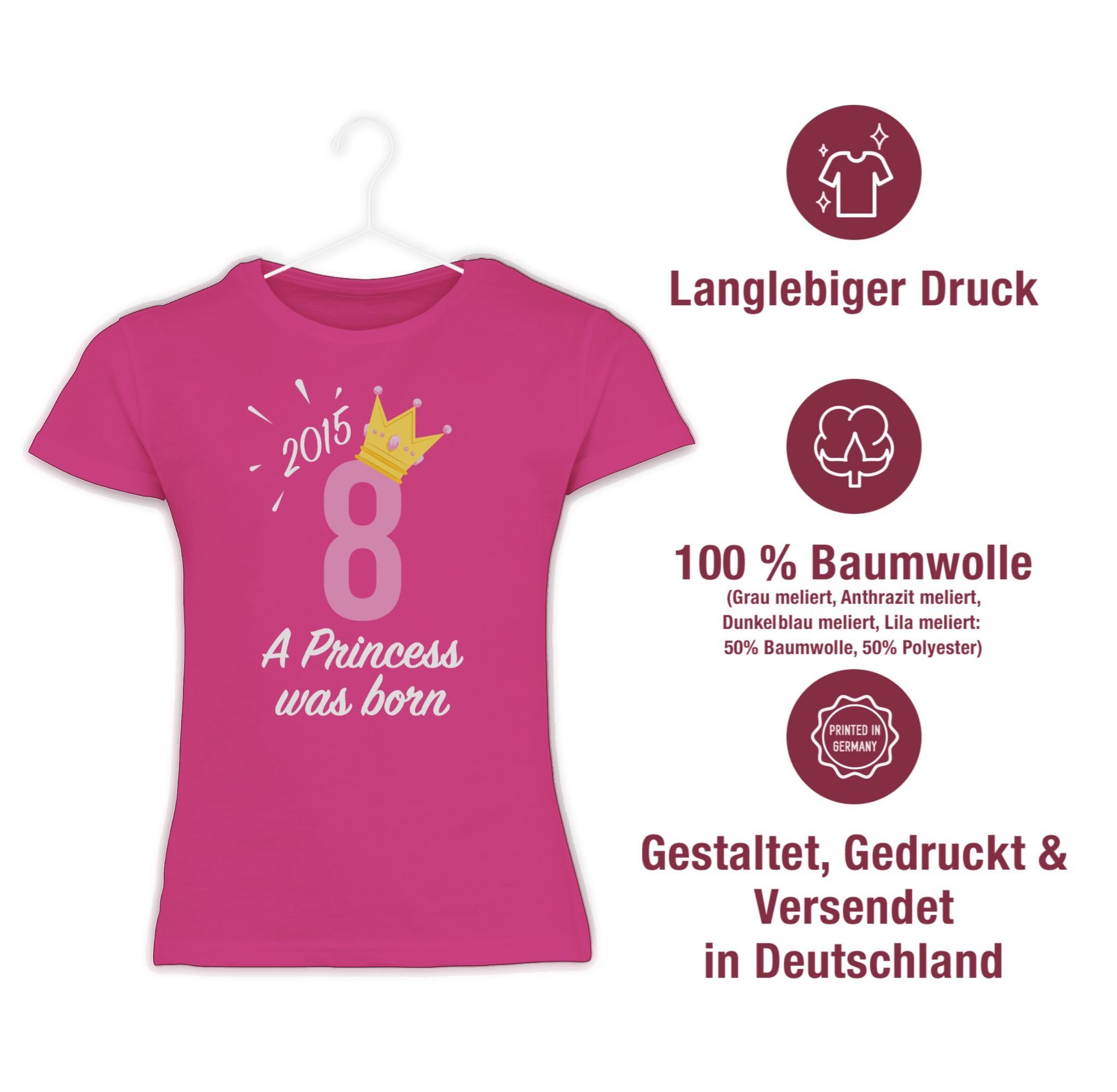 Shirtracer T-Shirt Achter Mädchen Princess Fuchsia 1 2015 8. Geburtstag