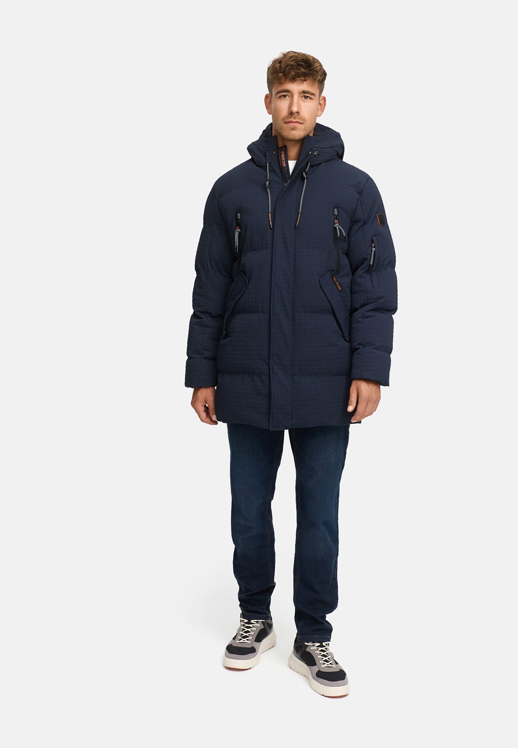 Indicode Wintermantel Herren INLondoy Jacke Winter Herrenjacke Parka mit markanter Struktur und Kapuze