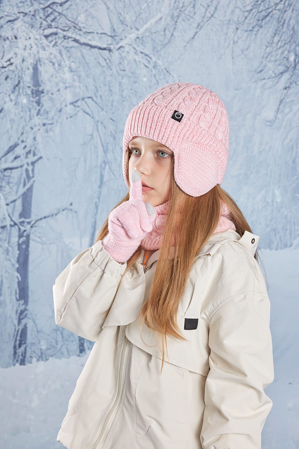 Cachito Mütze & Schal Kinder-Wintermütze, Schal und Handschuhe, warme Thermo-Strickmütze (mit Ohrenschützern), Halswärmer, Touchscreen-Handschuh – Bild 5 von 5