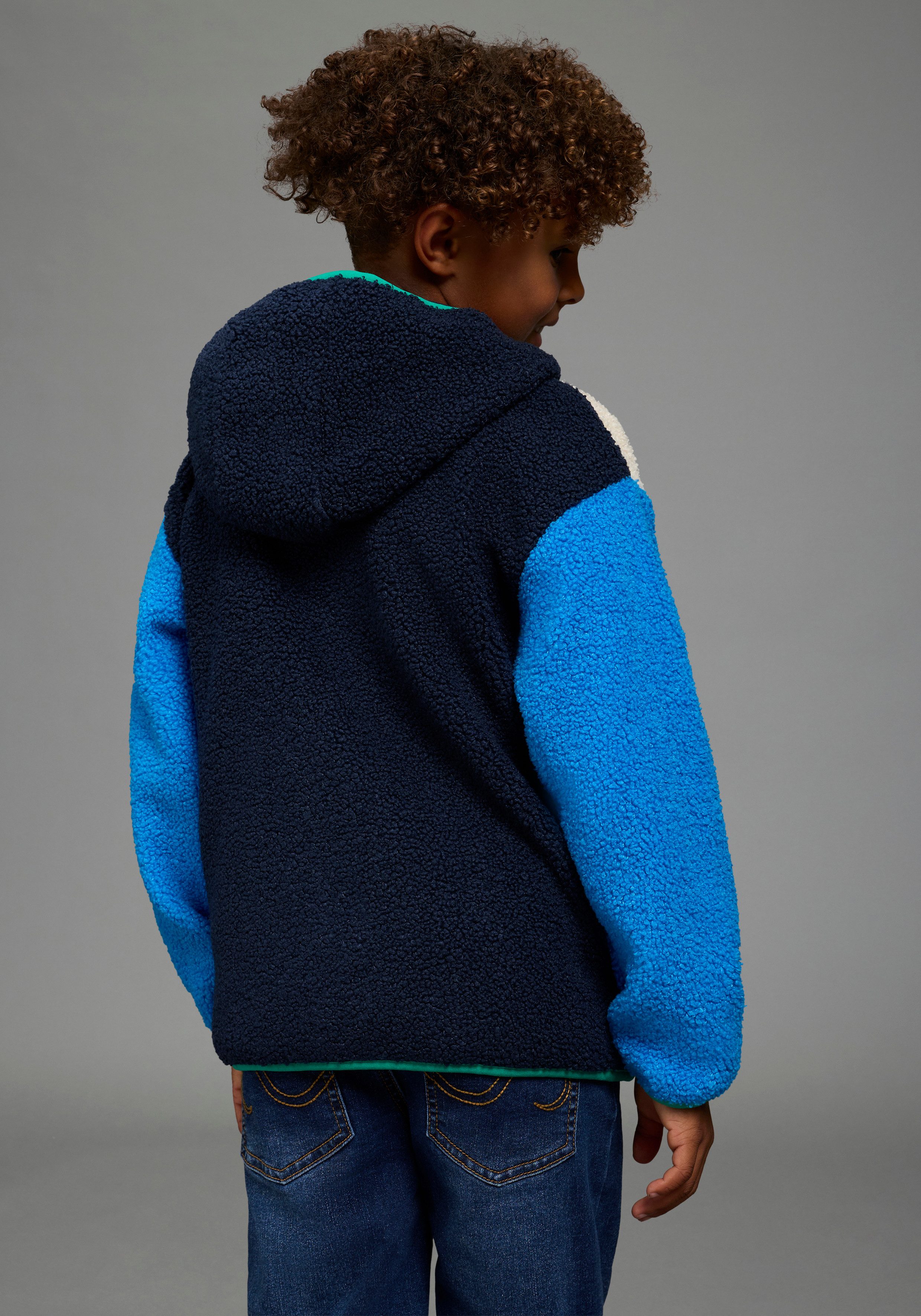 Scout Fleecejacke Tedey-Fleecejacke Colorblocking - NEU von SCOUT Teddyplüschjacke mit Kapuze und Stehkragen, hüftlanger Schnitt – Bild 2 von 5