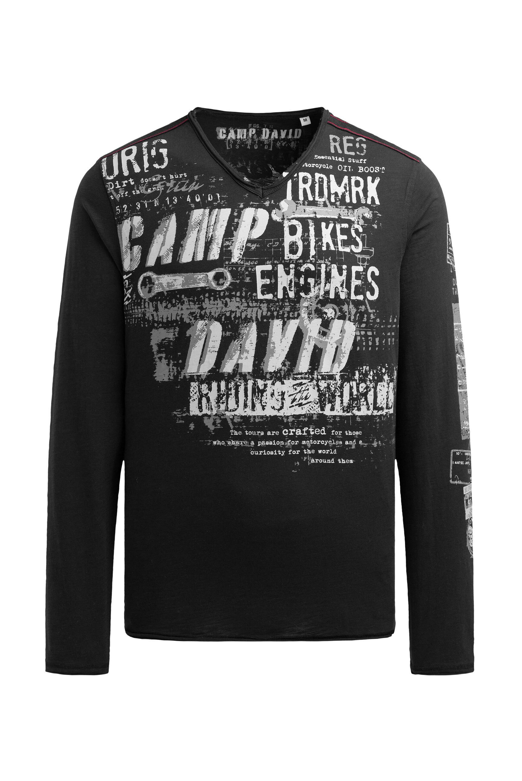 CAMP DAVID V-Shirt mit offenen Kanten günstig online kaufen