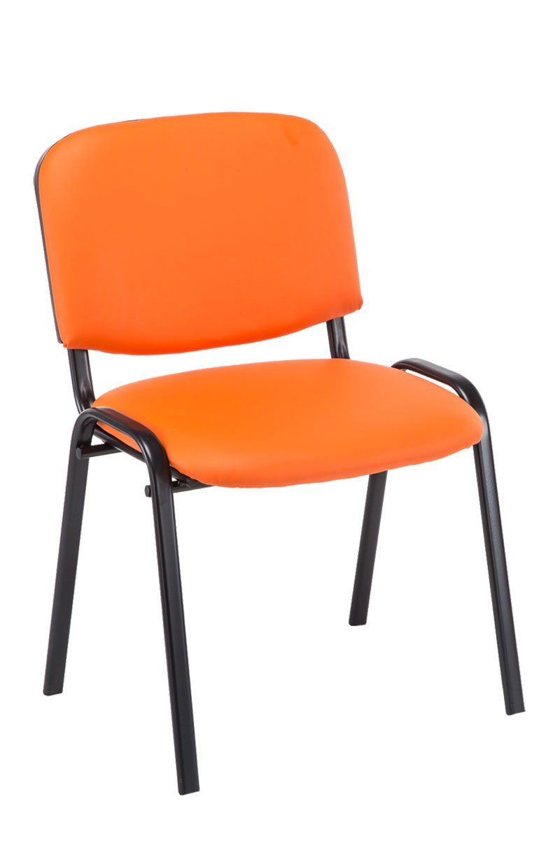 TPFLiving Besucherstuhl Keen mit hochwertiger Polsterung - Konferenzstuhl (Besprechungsstuhl - Warteraumstuhl - Messestuhl), Gestell: Metall matt schwarz - Sitzfläche: Kunstleder orange