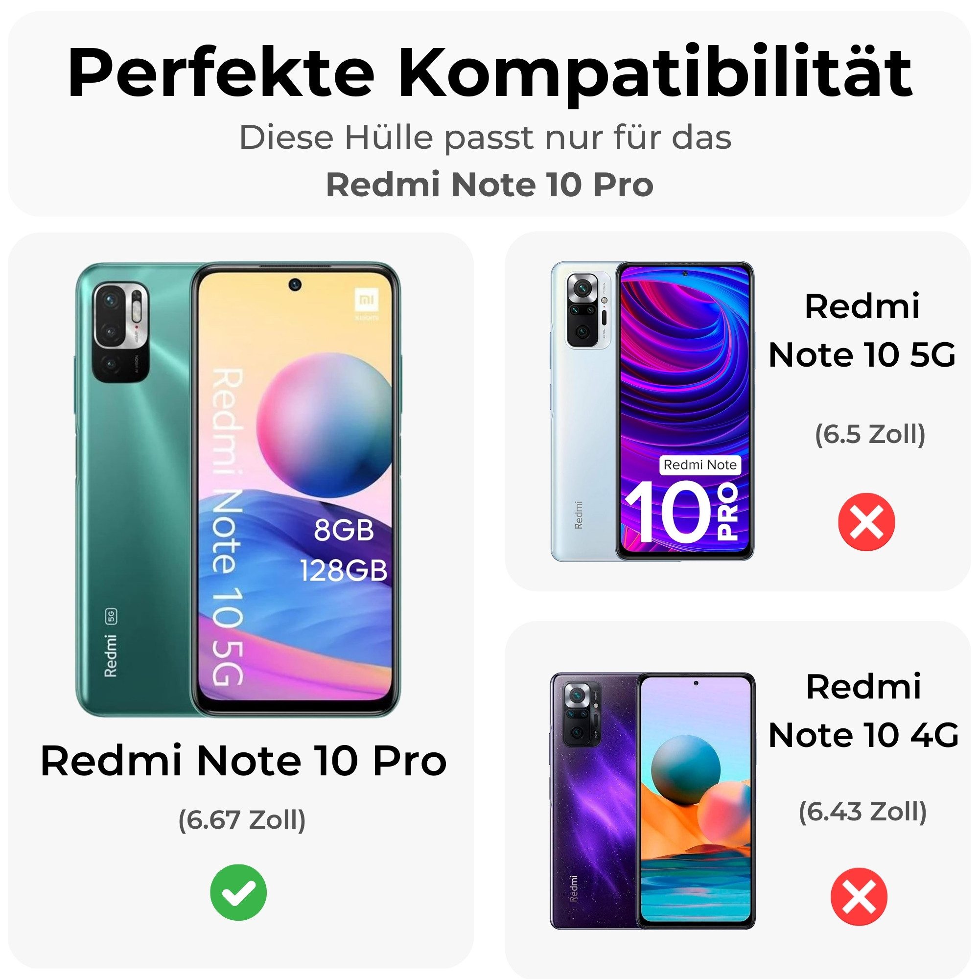 betterfon Handyhülle für Xiaomi Redmi Note 10 Pro TPU Case mit 360° Rundumschutz, 360 Grad Hülle mit Displayschutz und Fingerprint